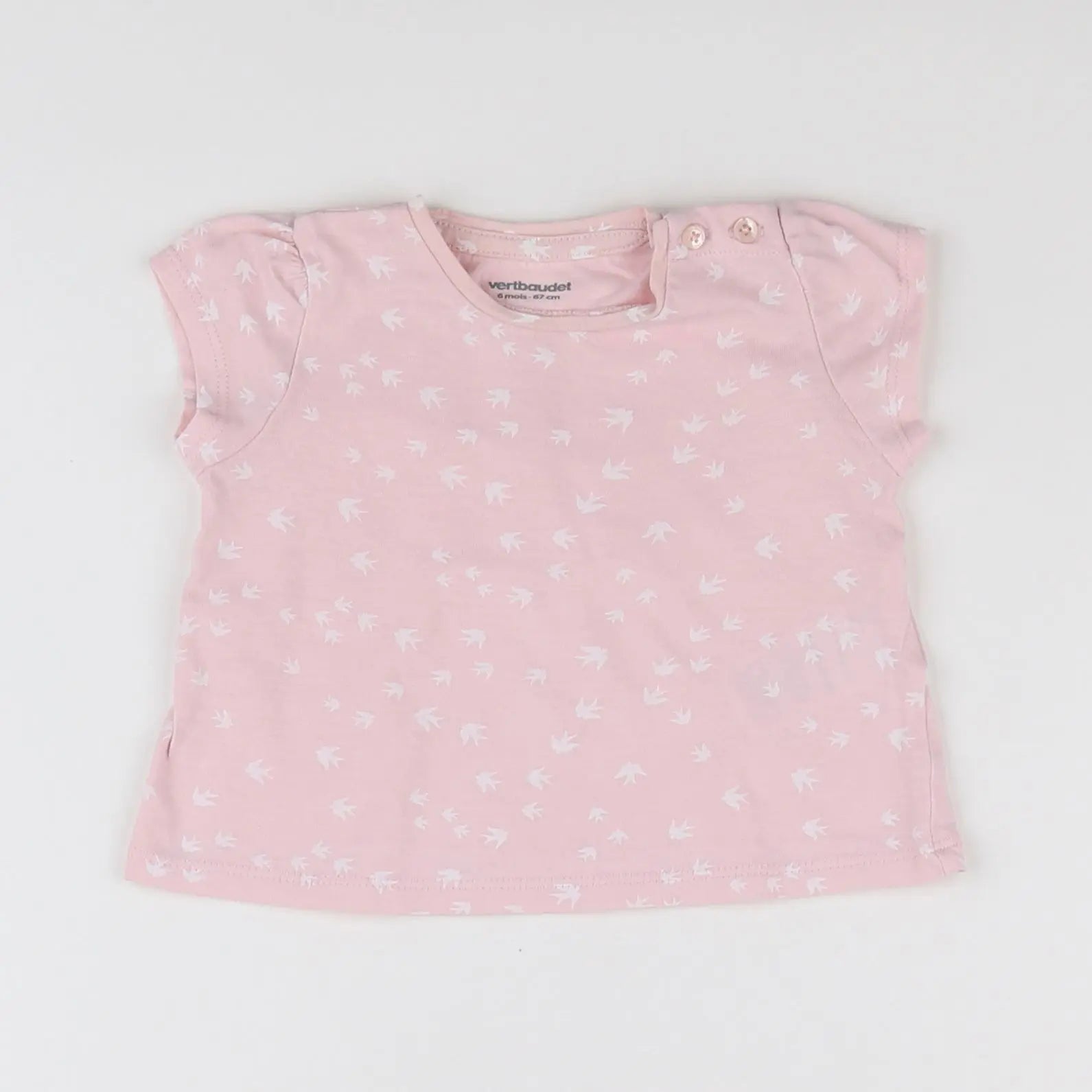 Vertbaudet - tee-shirt rose - 6 mois