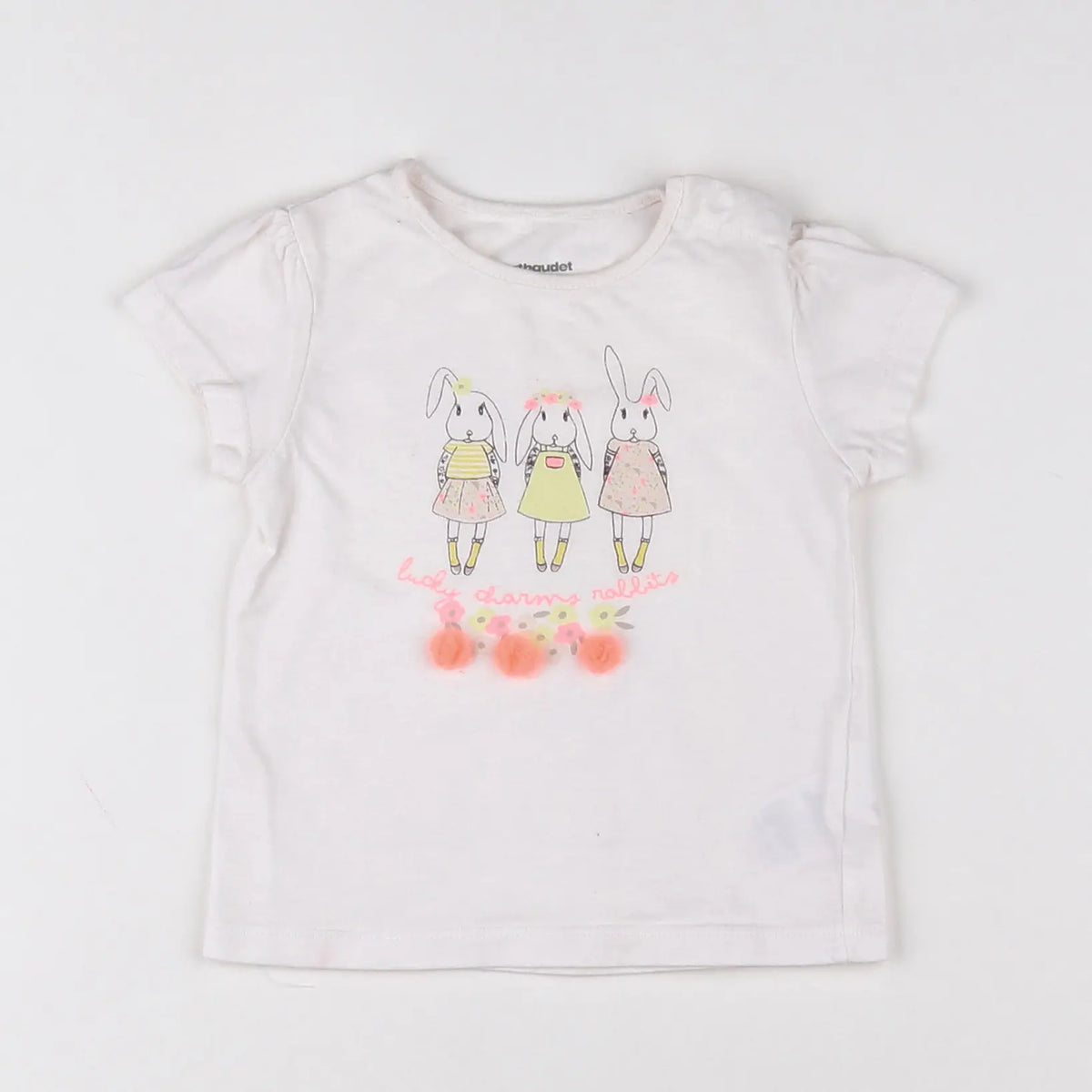 Vertbaudet - tee-shirt rose, blanc - 9 mois