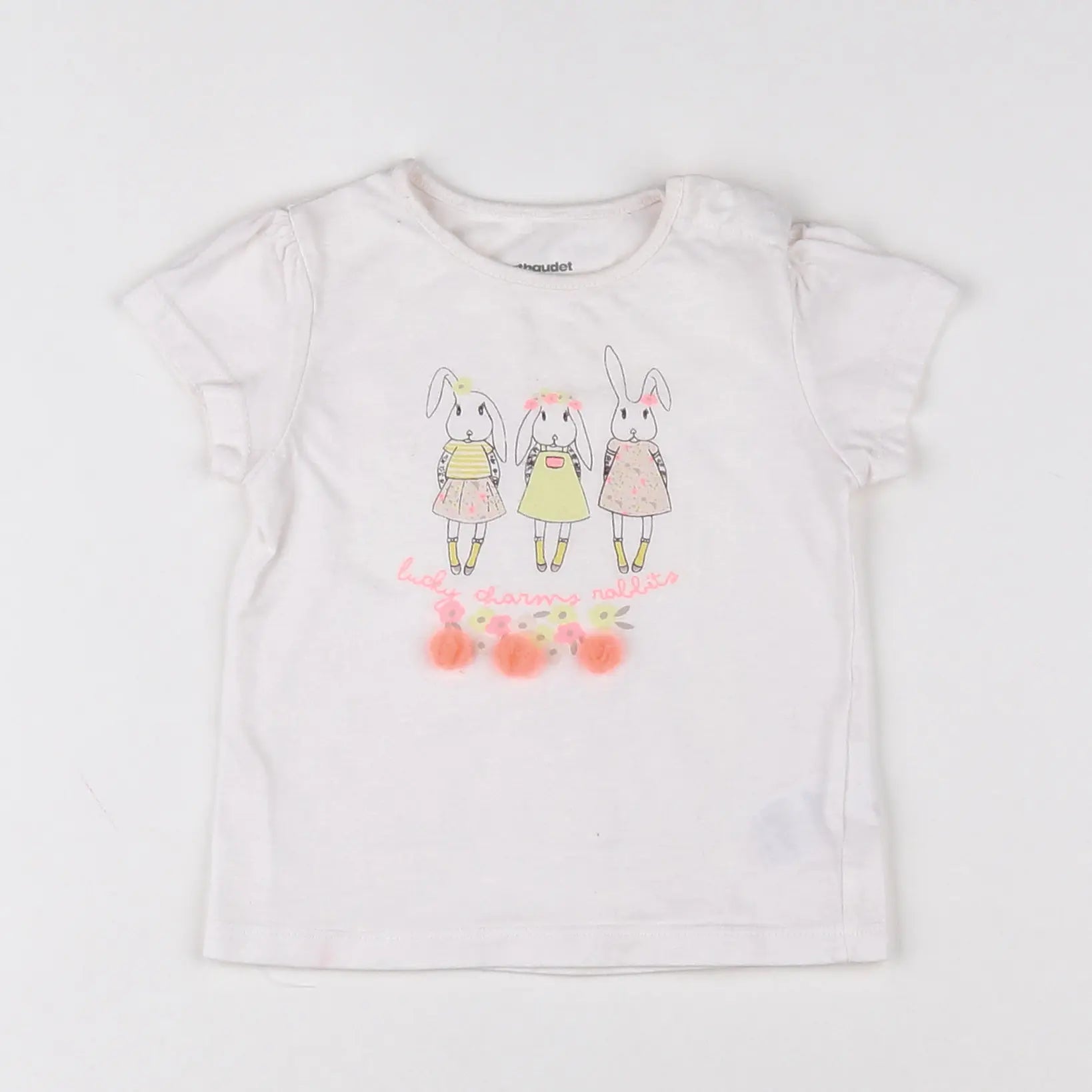 Vertbaudet - tee-shirt rose, blanc - 9 mois
