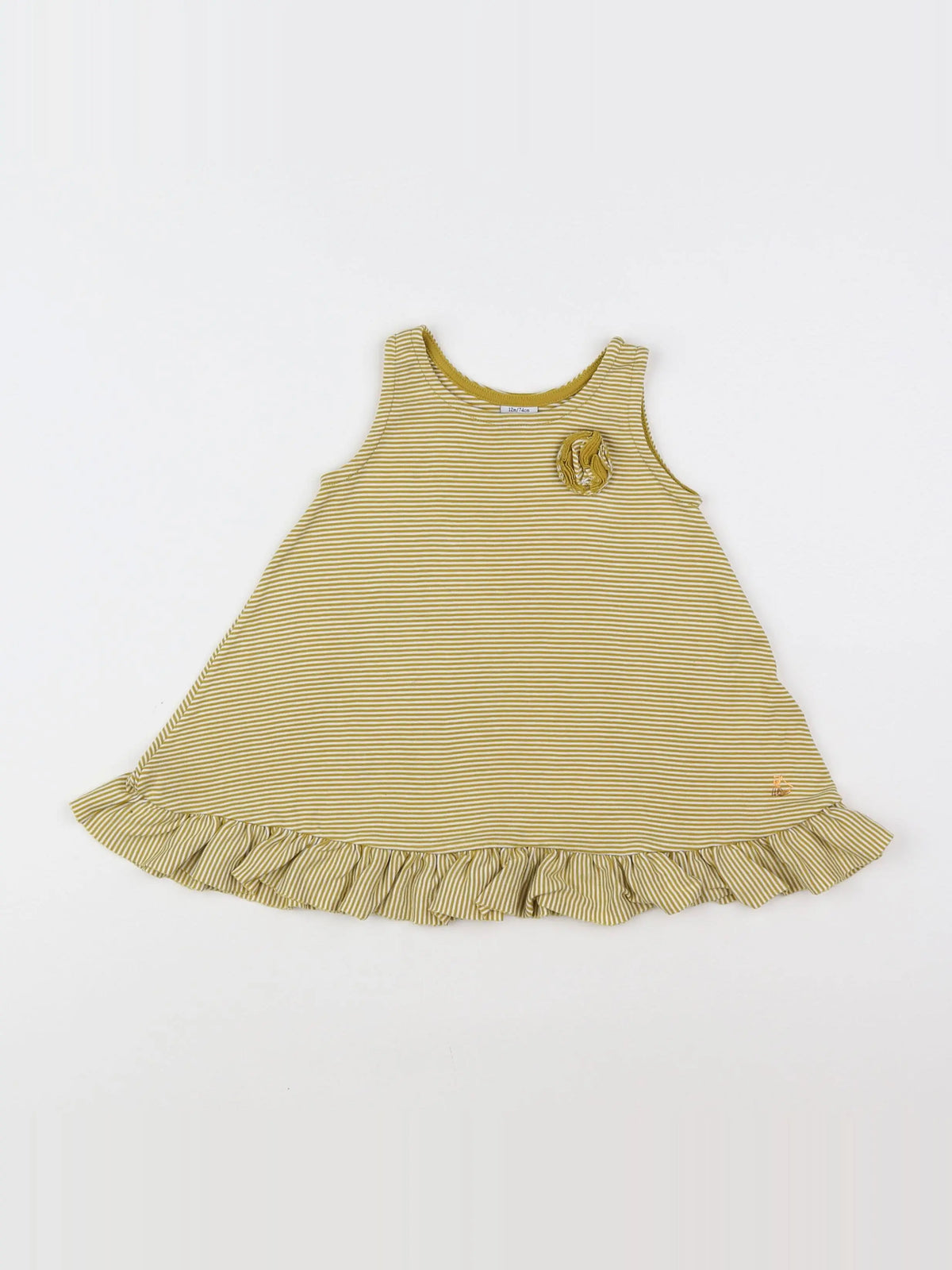 Petit Bateau - robe jaune, blanc - 12 mois