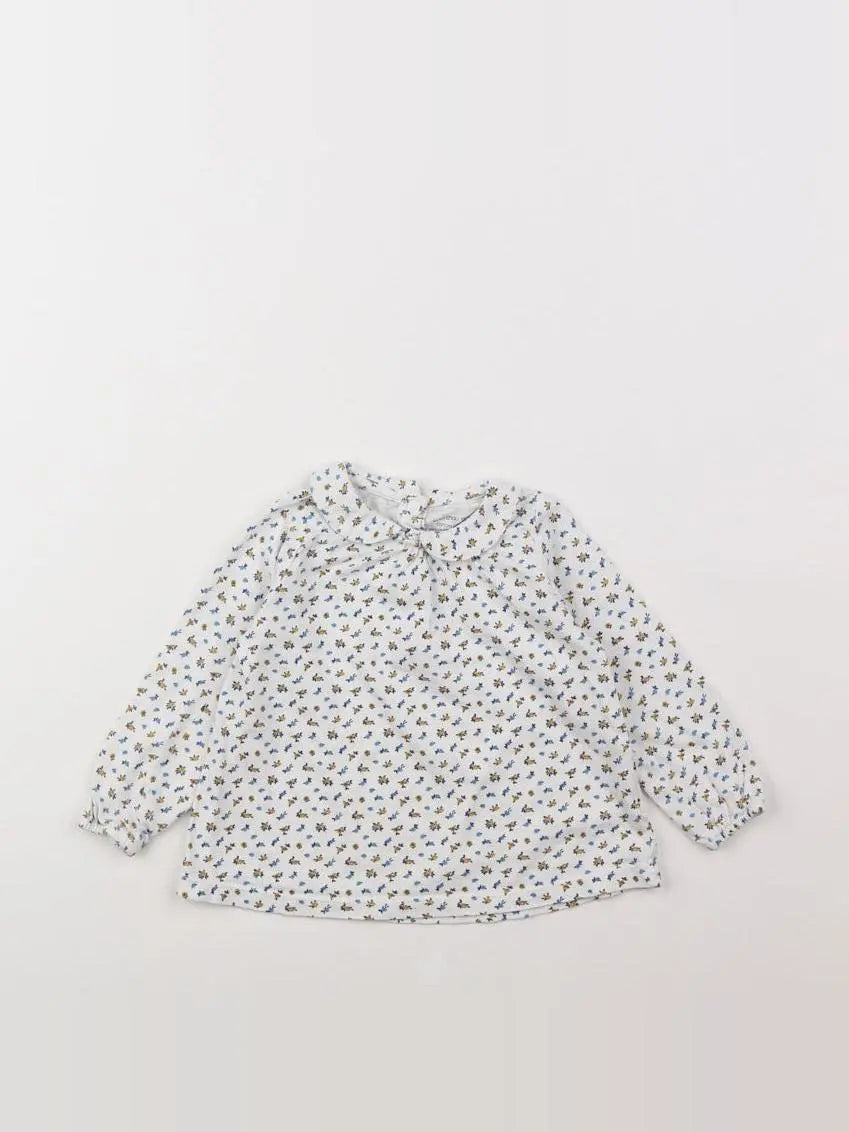 Boutchou - tee-shirt blanc, bleu - 12 mois