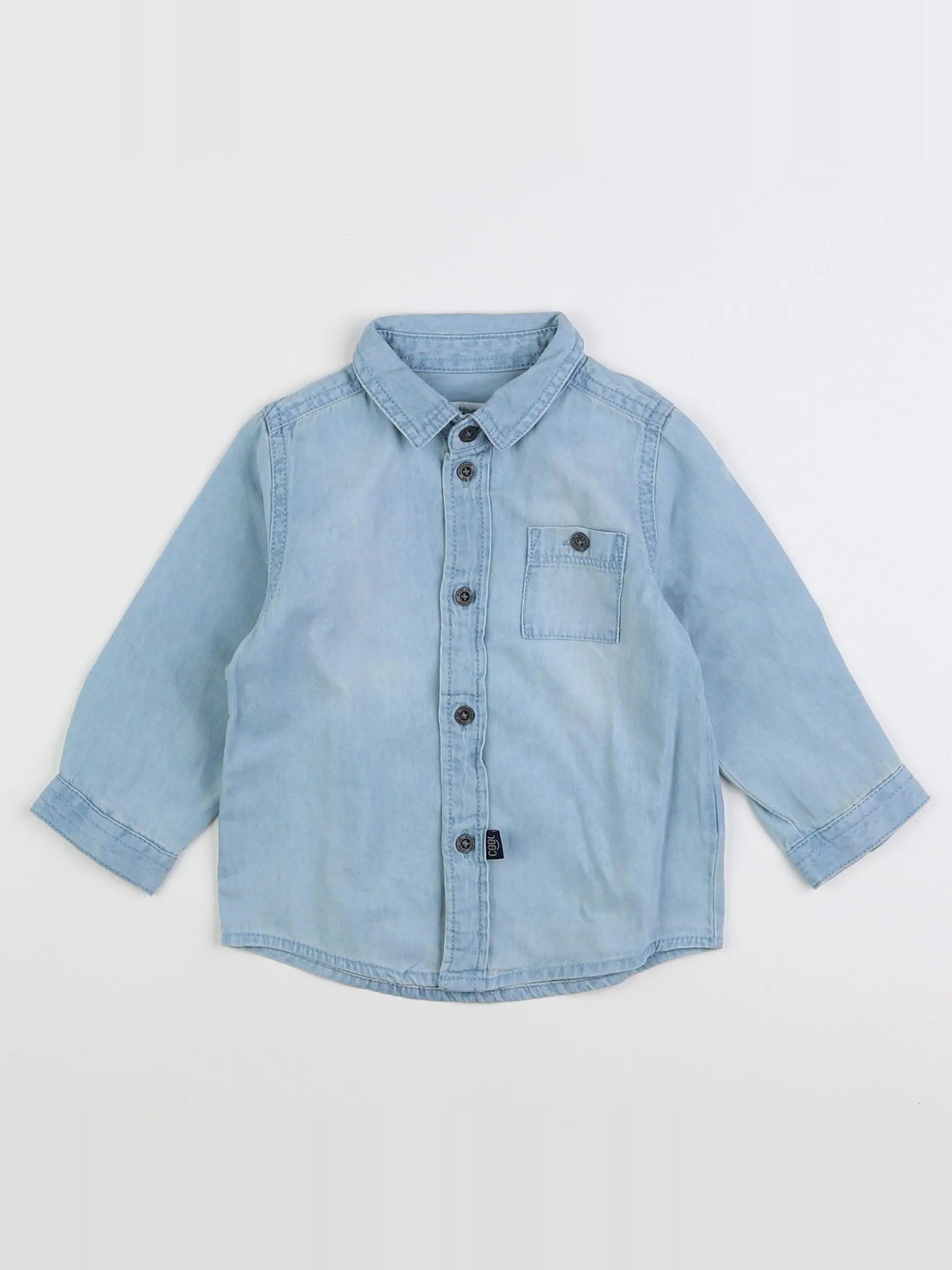 Vertbaudet - chemise bleu - 12 mois