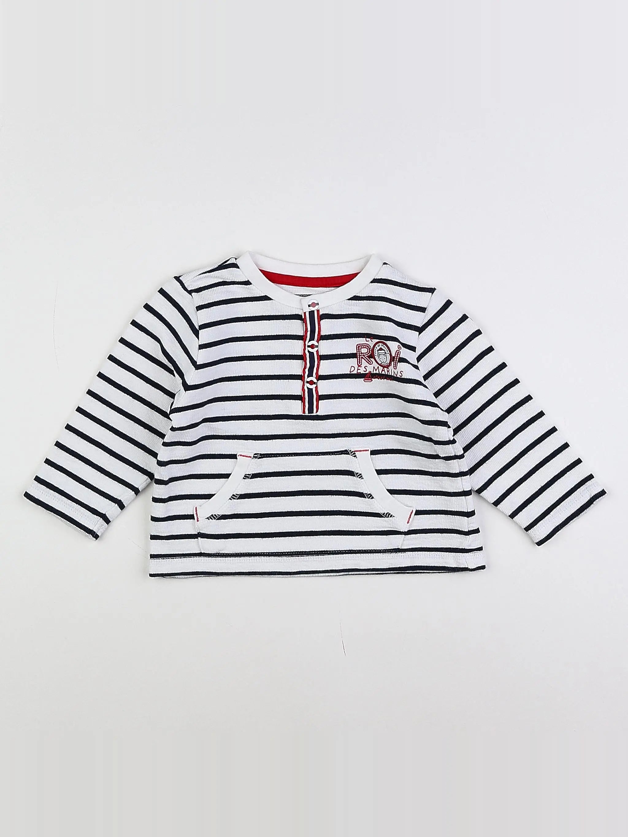 Terre de marins - sweat bleu, blanc - 12 mois