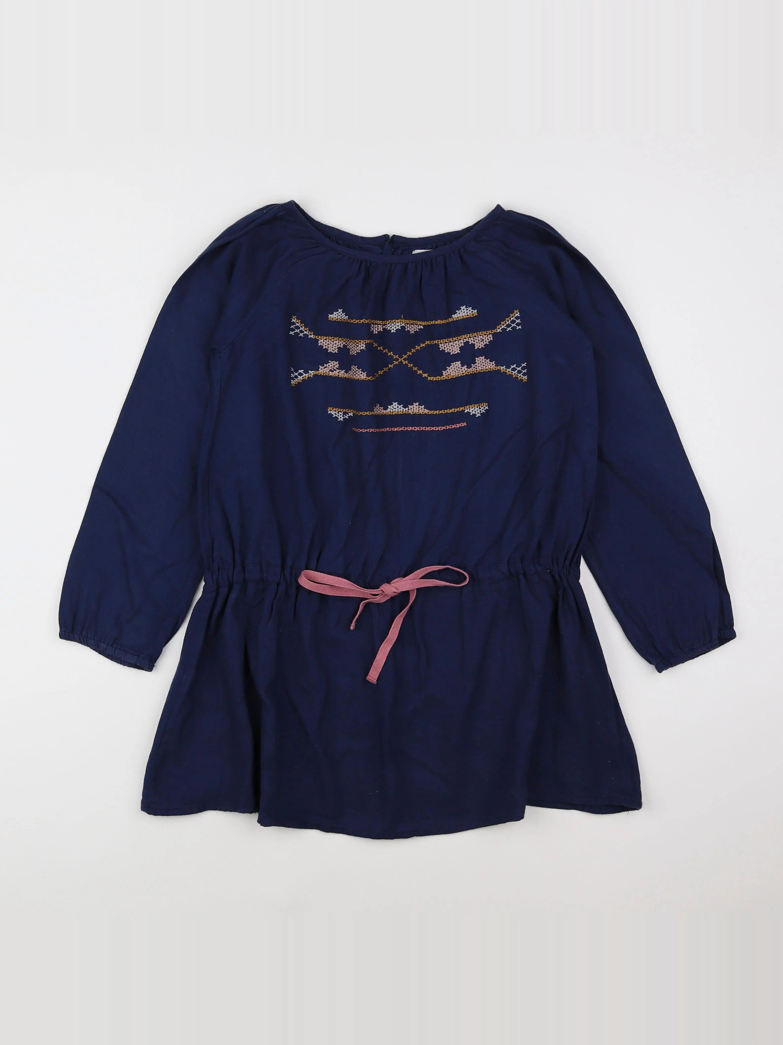 Bonnet à Pompon - robe bleu - 10 ans