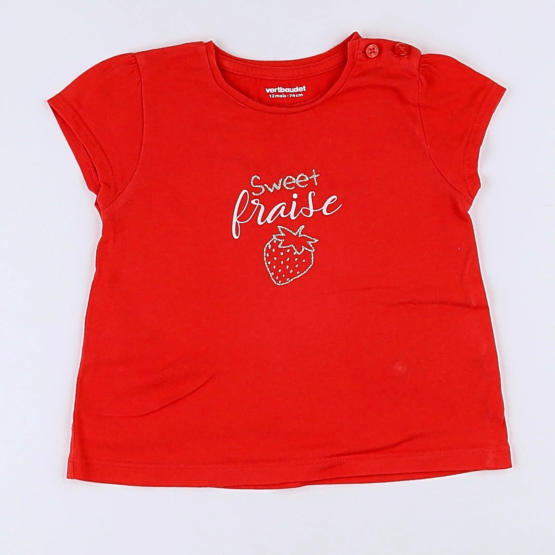Vertbaudet - tee-shirt rose - 12 mois