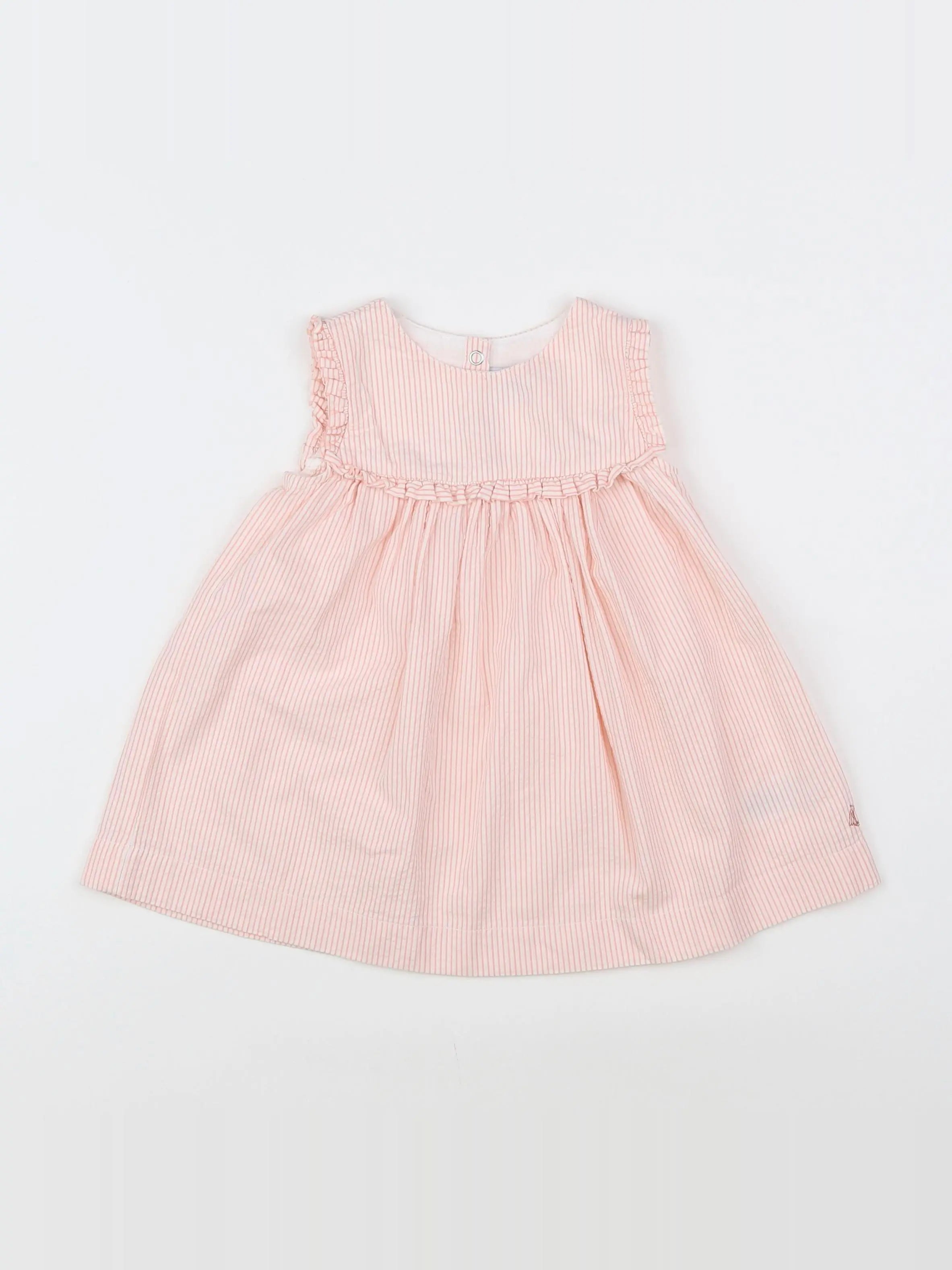 Petit Bateau - robe blanc, rose - 12 mois