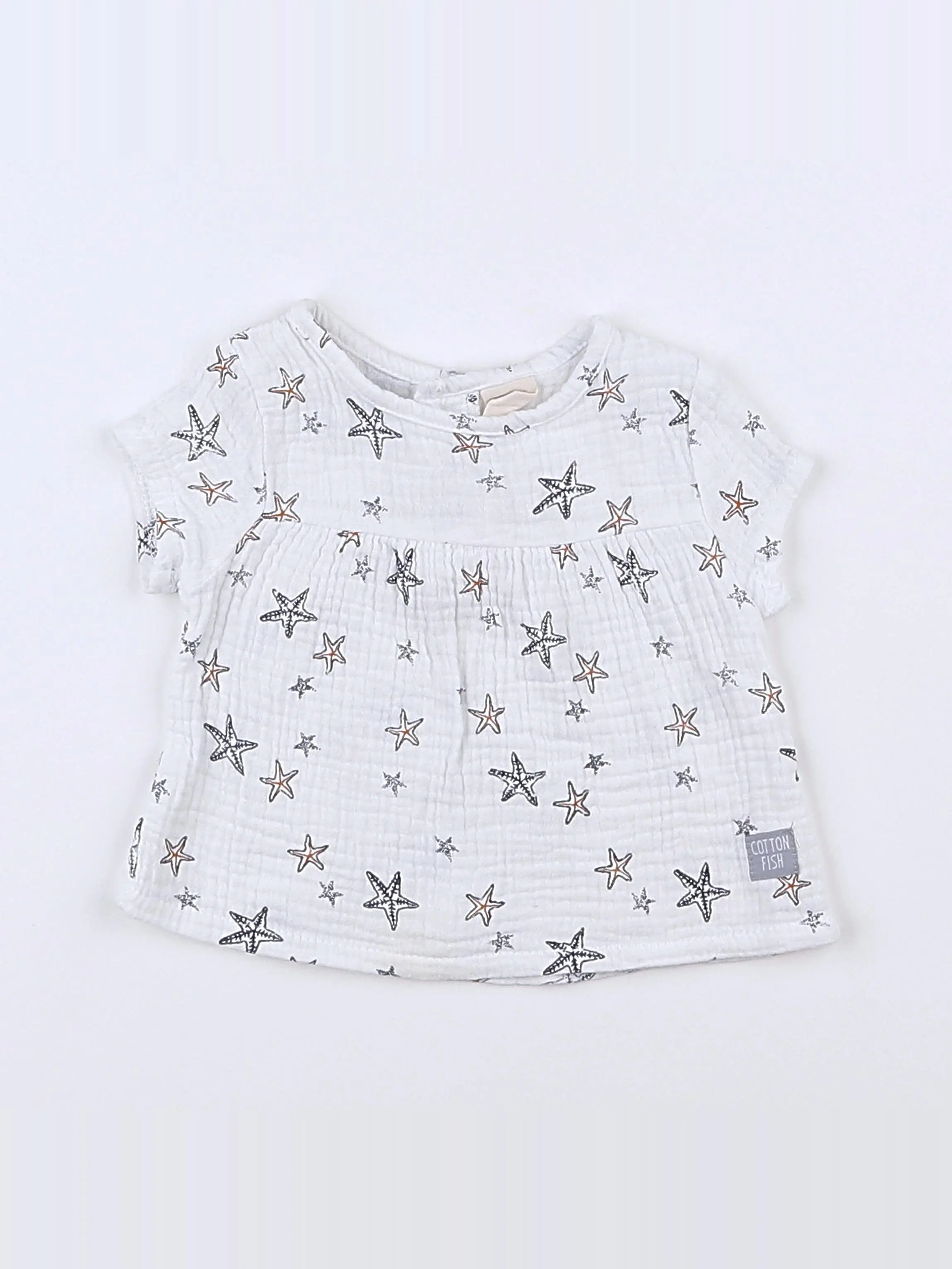 Cotton Fish - blouse blanc, bleu - 3 mois