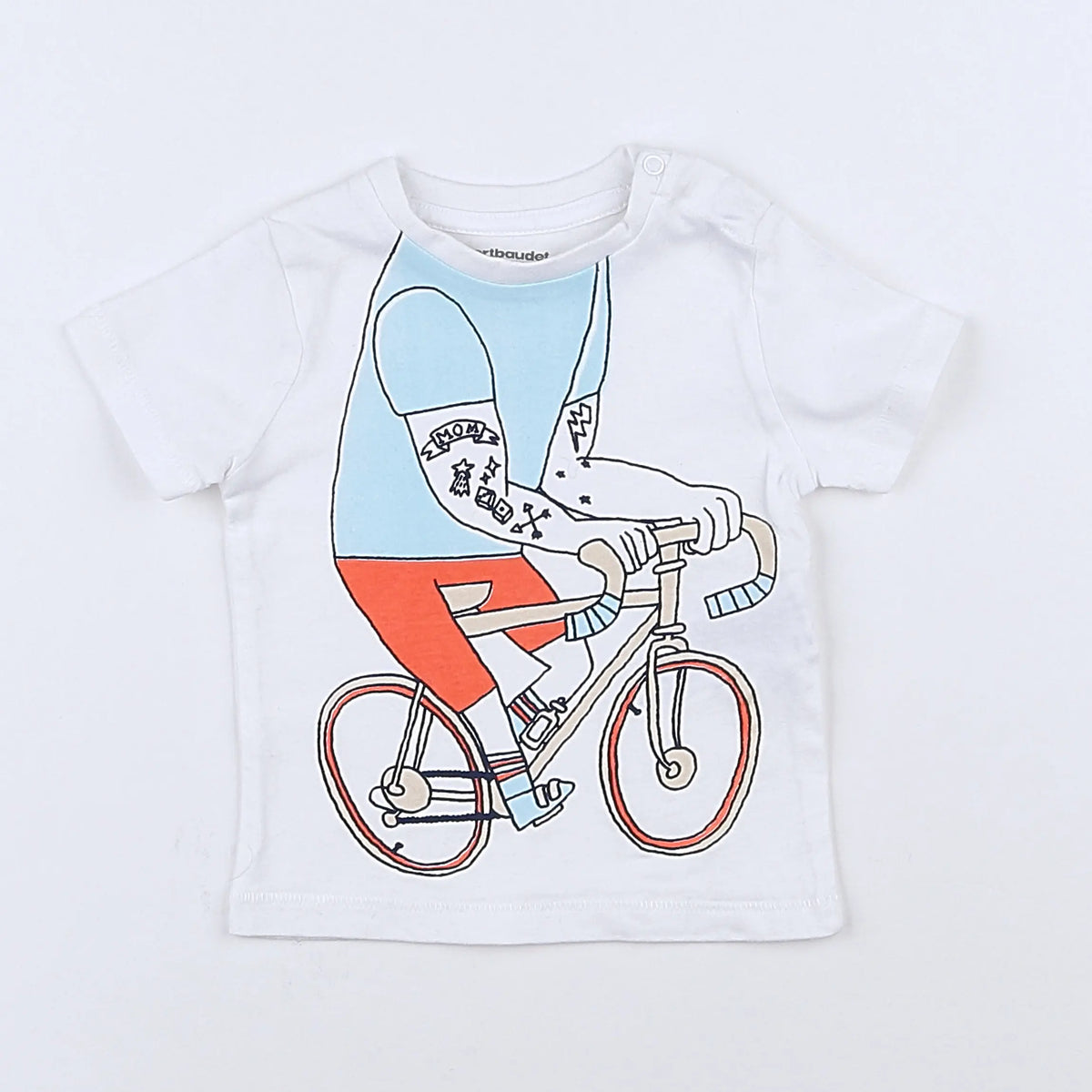 Vertbaudet - tee-shirt blanc, bleu - 3 mois