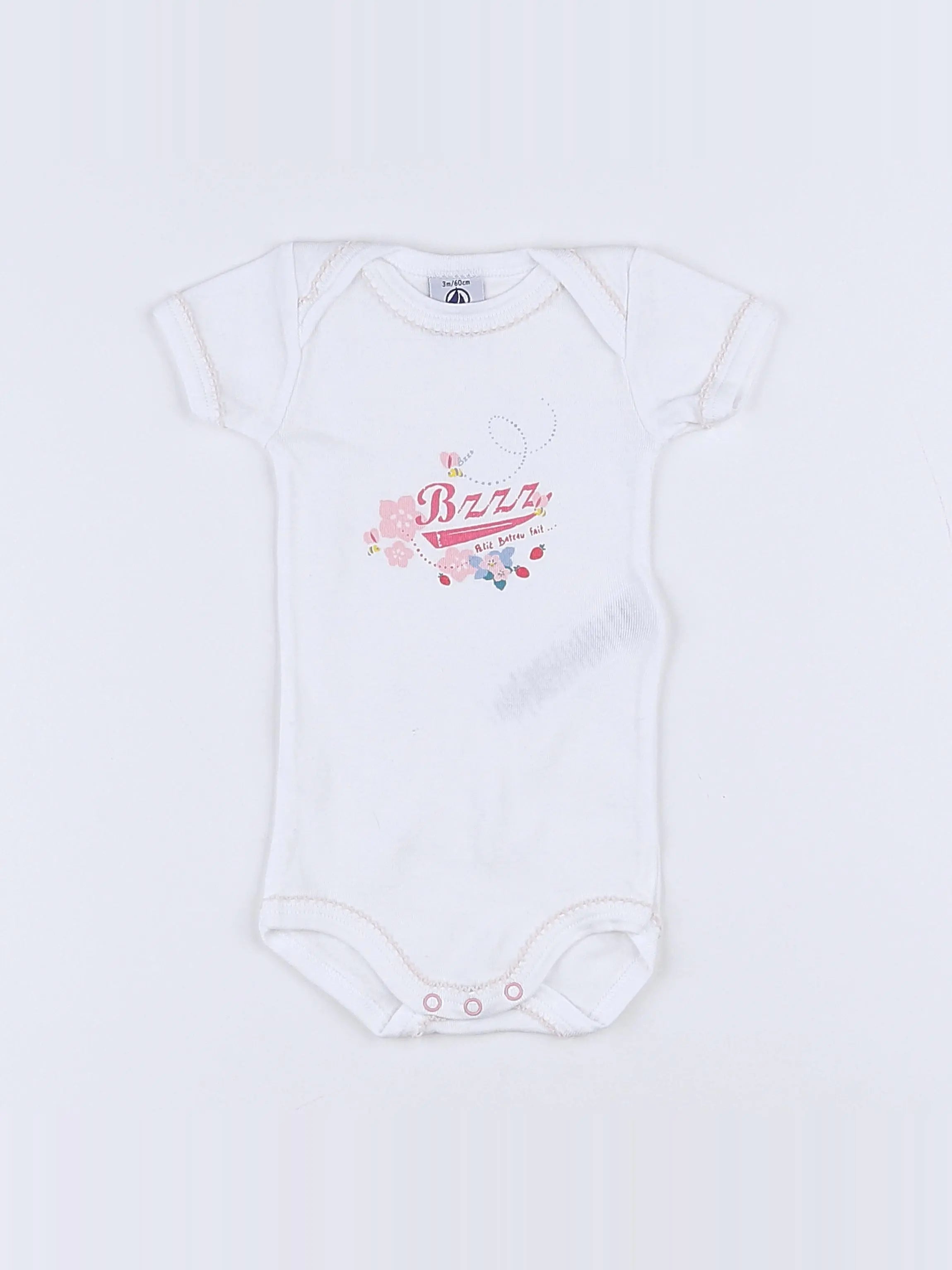 Petit Bateau - body blanc - 3 mois
