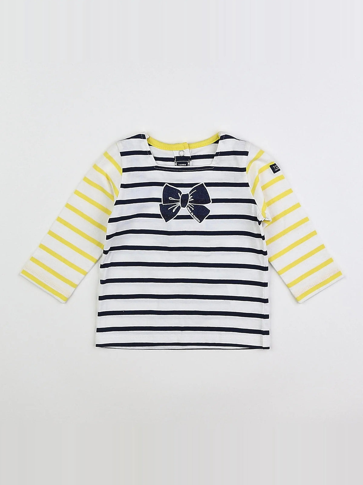 Terre de marins - tee-shirt blanc, bleu, jaune (état neuf) - 6 mois