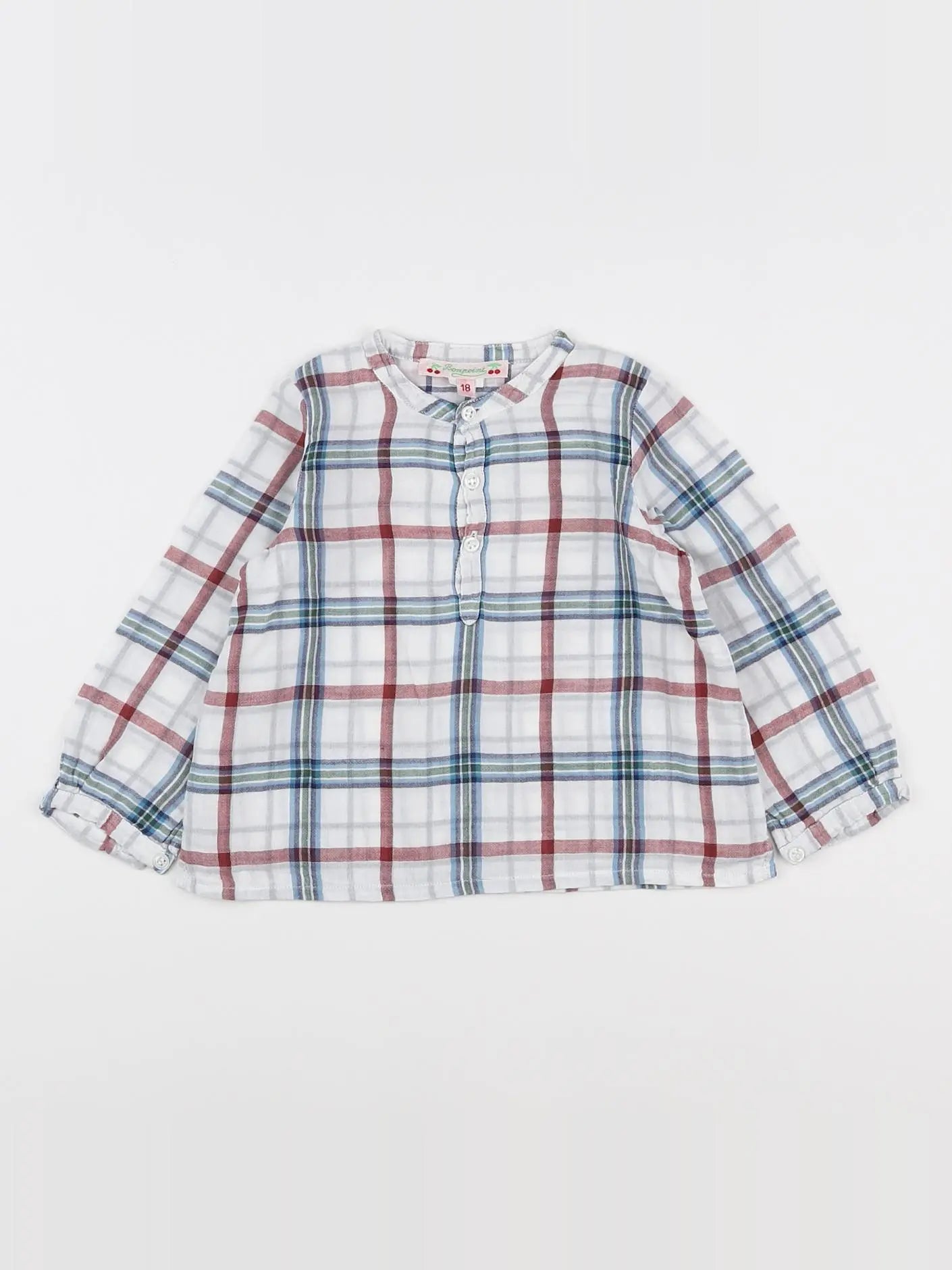 Bonpoint - chemise bleu, rouge - 18 mois