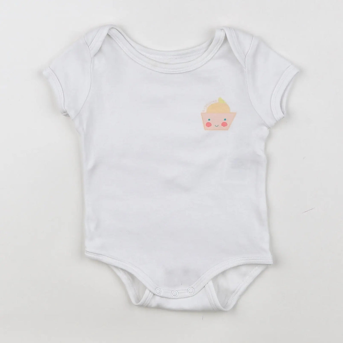 Vertbaudet - body blanc, rose - 6 mois
