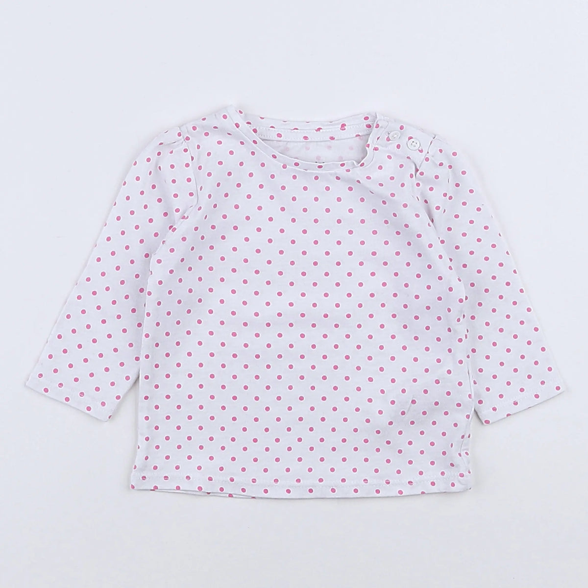 Vertbaudet - tee-shirt blanc, rose - 3 mois