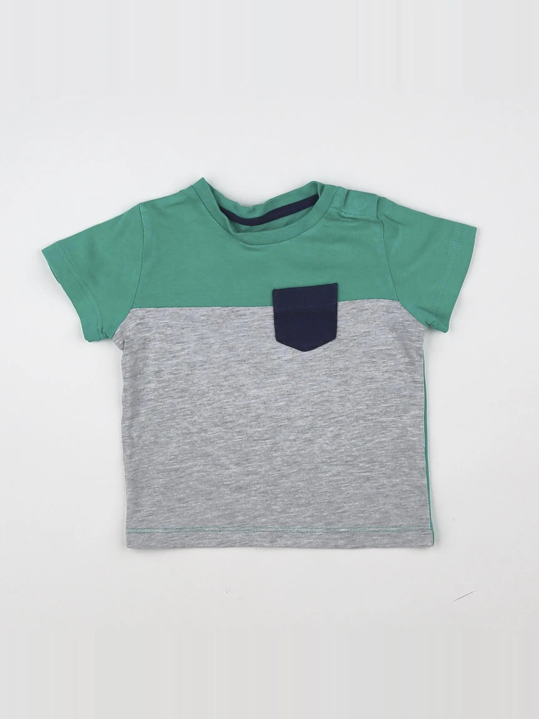 Vertbaudet - tee-shirt gris, vert - 6 mois