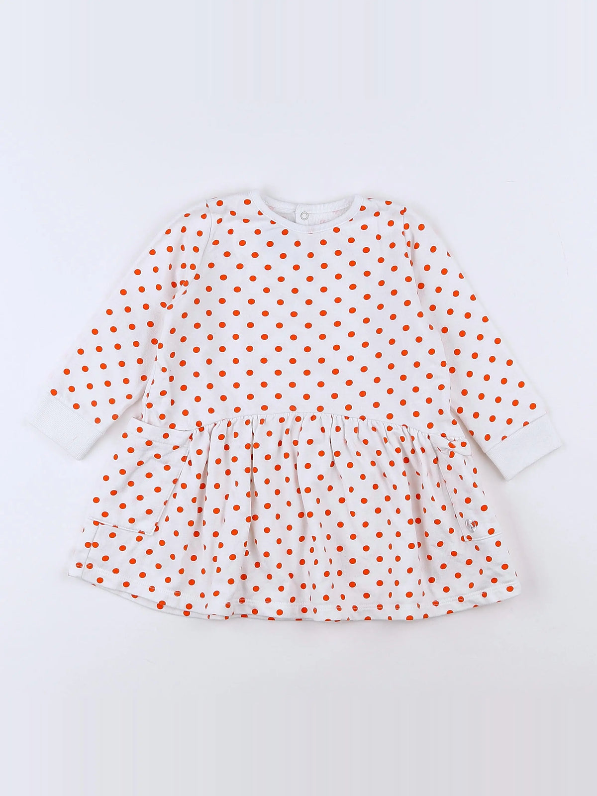 Petit Bateau - robe blanc, orange - 18 mois
