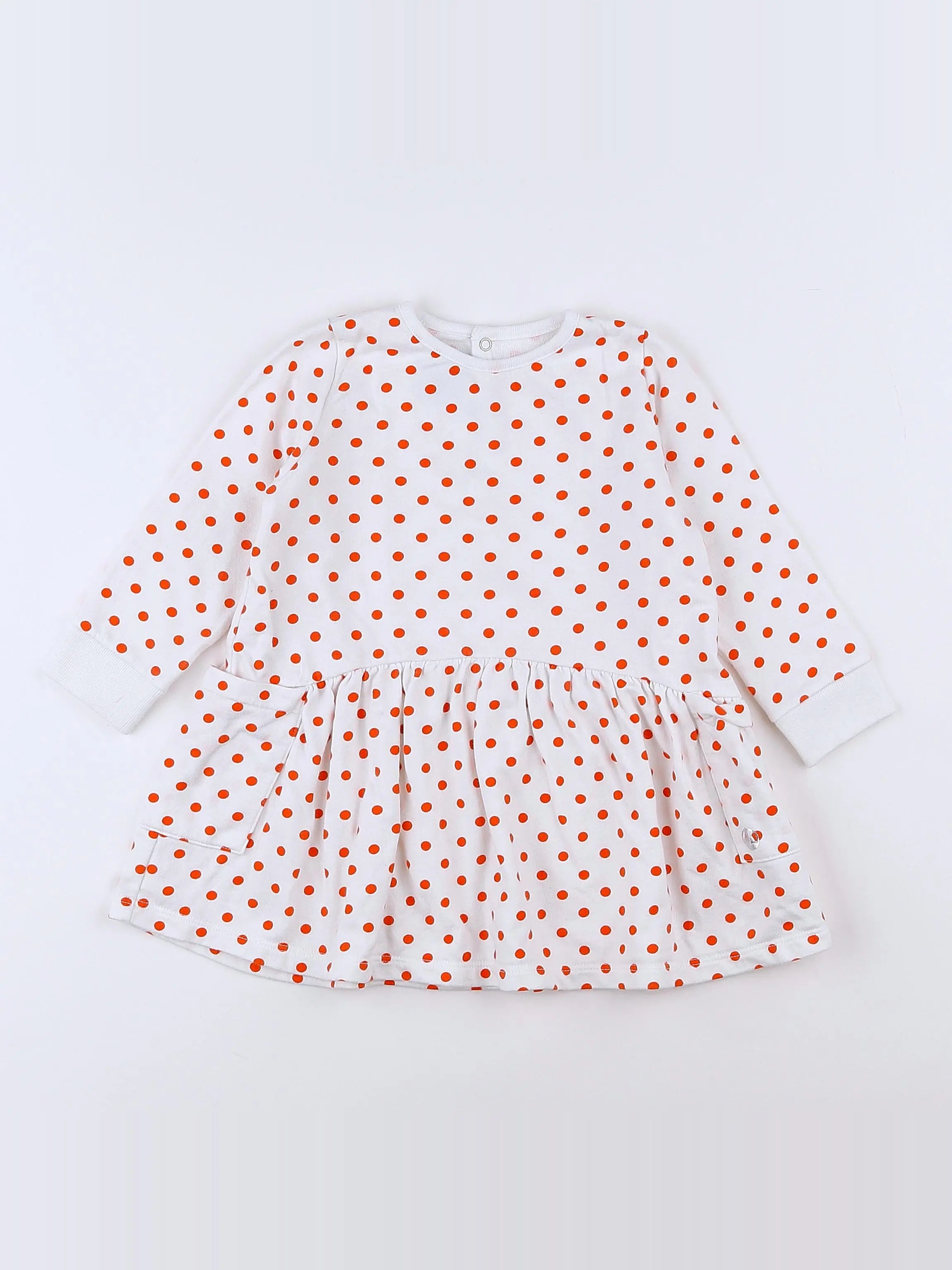 Petit Bateau - robe blanc, orange - 18 mois