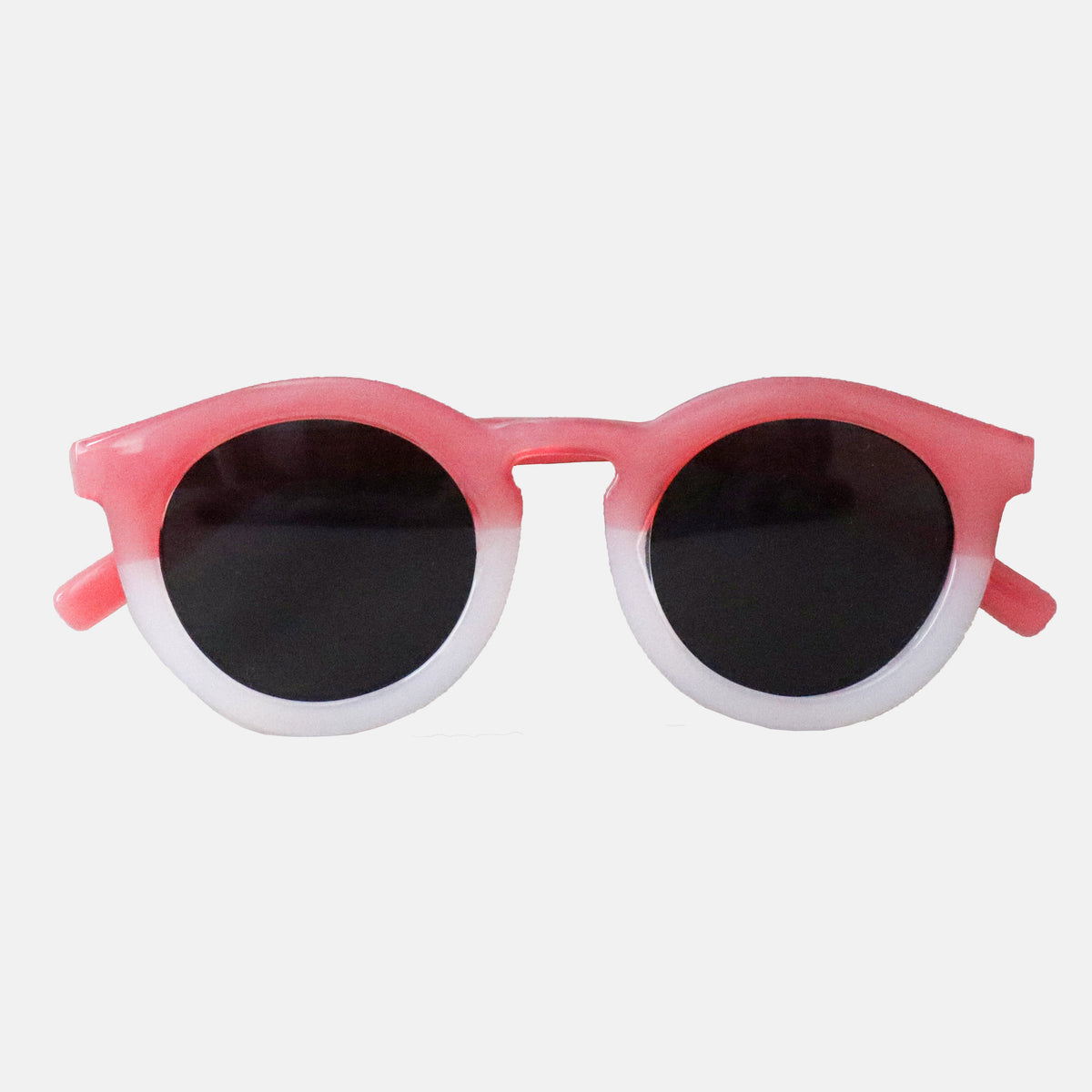 Paire de lunettes de soleil pour enfants catégorie 3, avec monture en TPEE effet transparent couleur rose et blanc