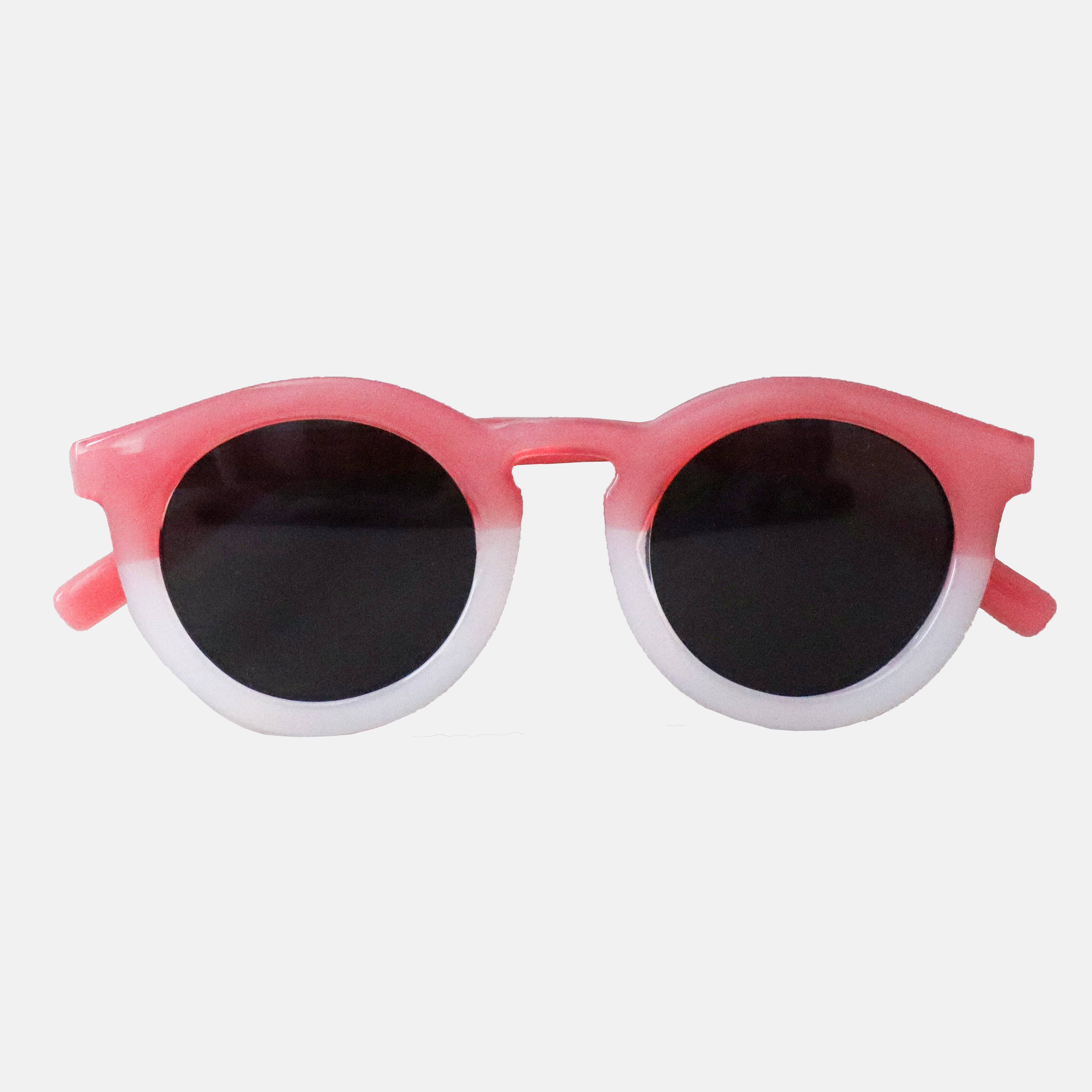 Paire de lunettes de soleil pour enfants catégorie 3, avec monture en TPEE effet transparent couleur rose et blanc