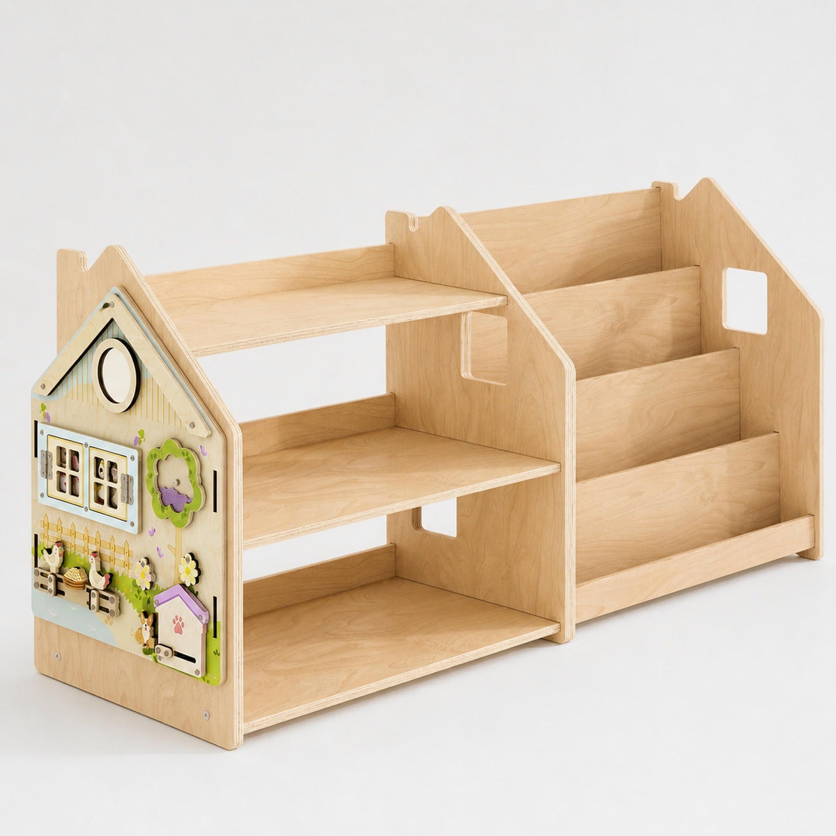 Ensemble - Bibliothèque enfant + Étagère à jouets - Couleur bleu clair / rose