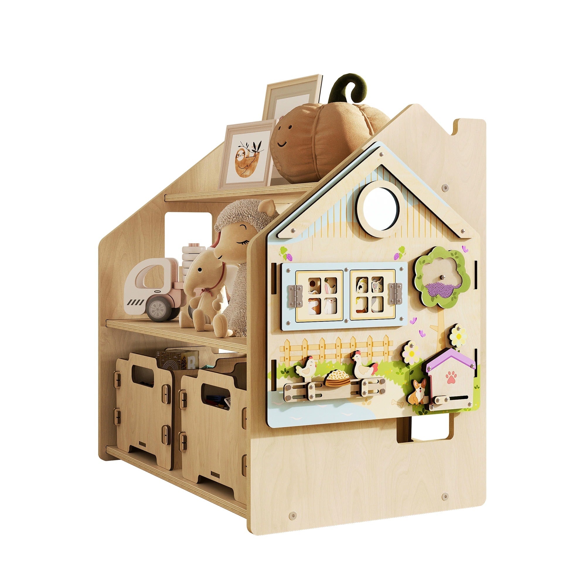 Étagère à jouets - Blanc et Gris