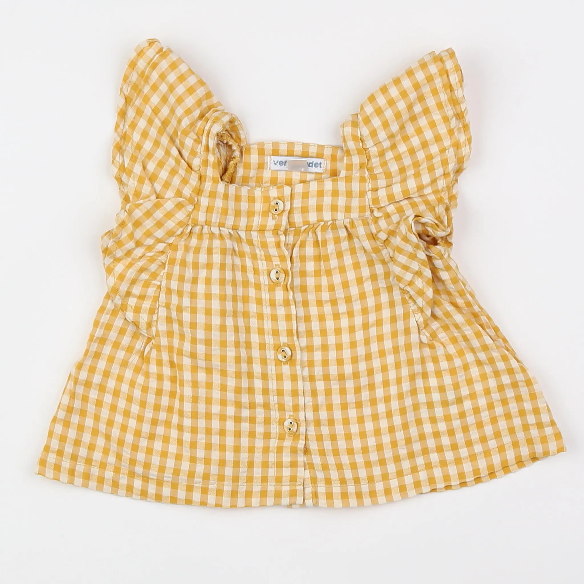 Vertbaudet - blouse jaune, blanc - 3 mois
