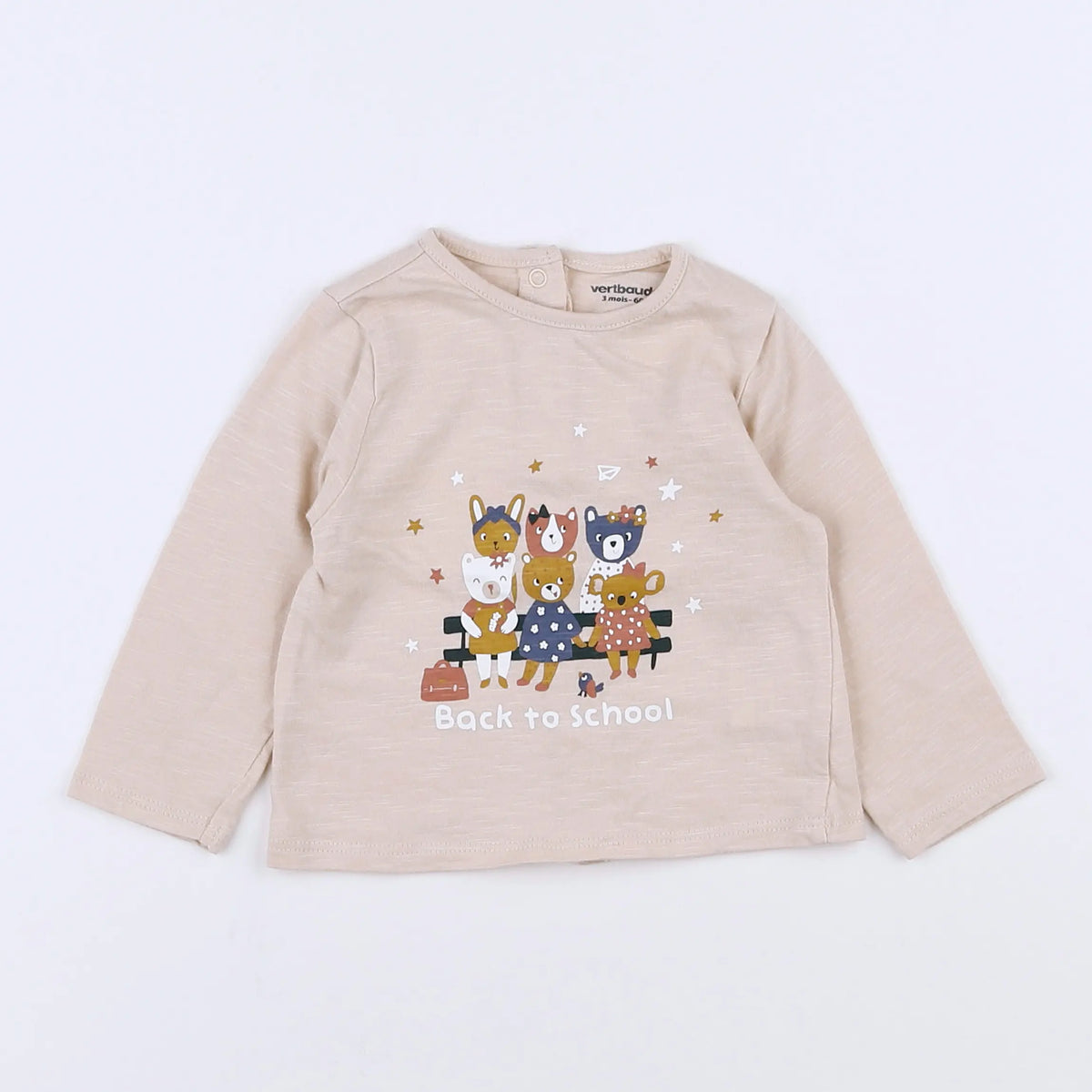 Vertbaudet - tee-shirt beige - 3 mois