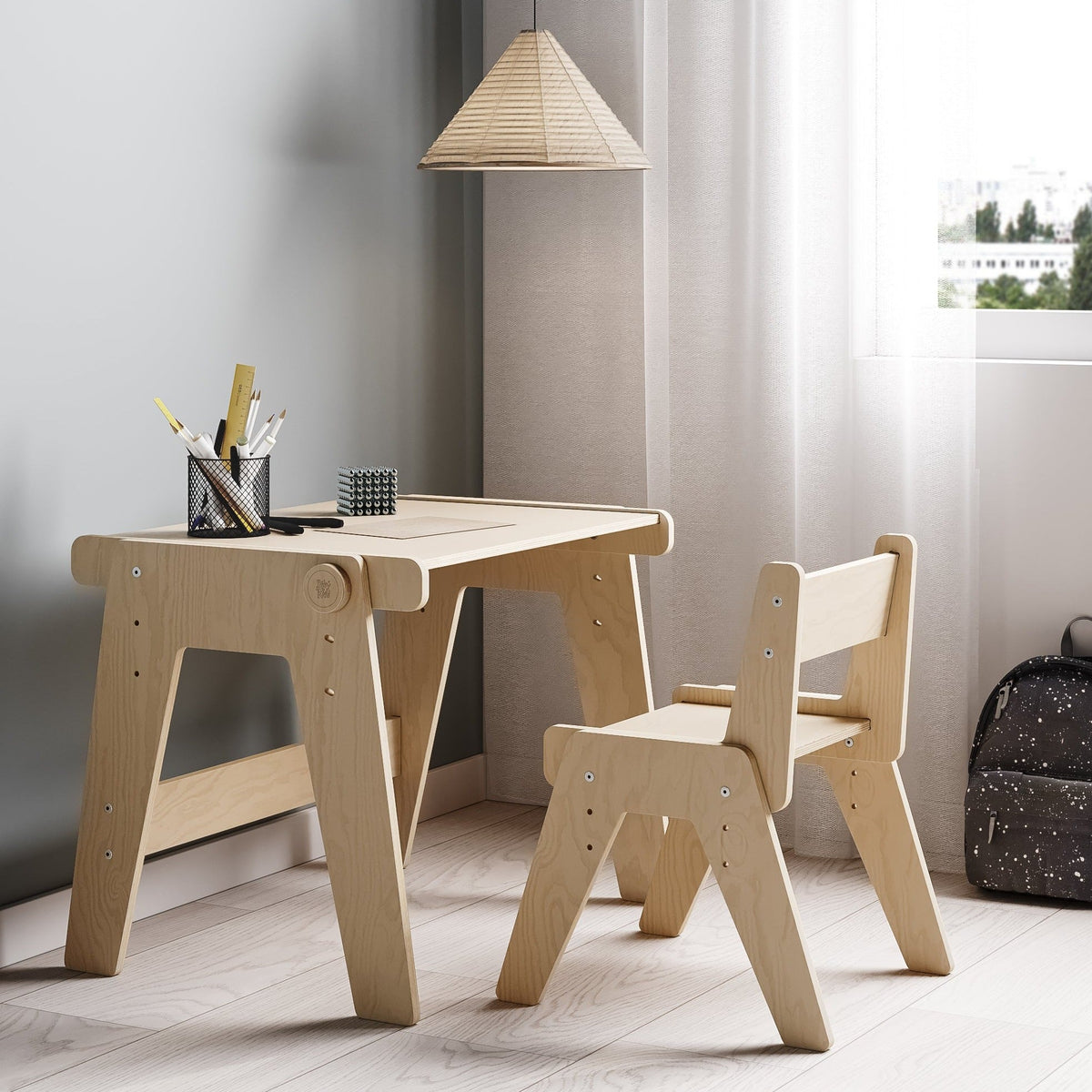 Ensemble - table et chaise évolutives pour jeunes enfants - nature