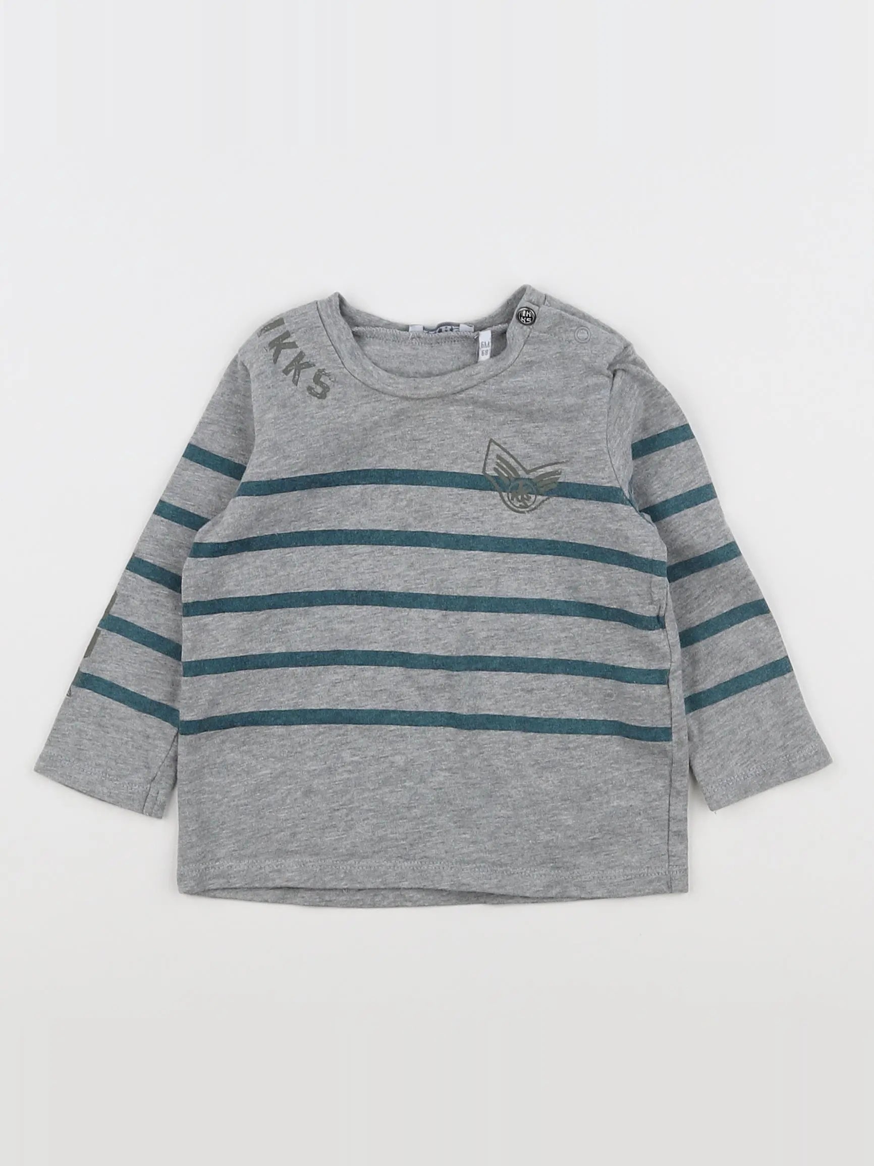 IKKS - tee-shirt gris, bleu - 6 mois