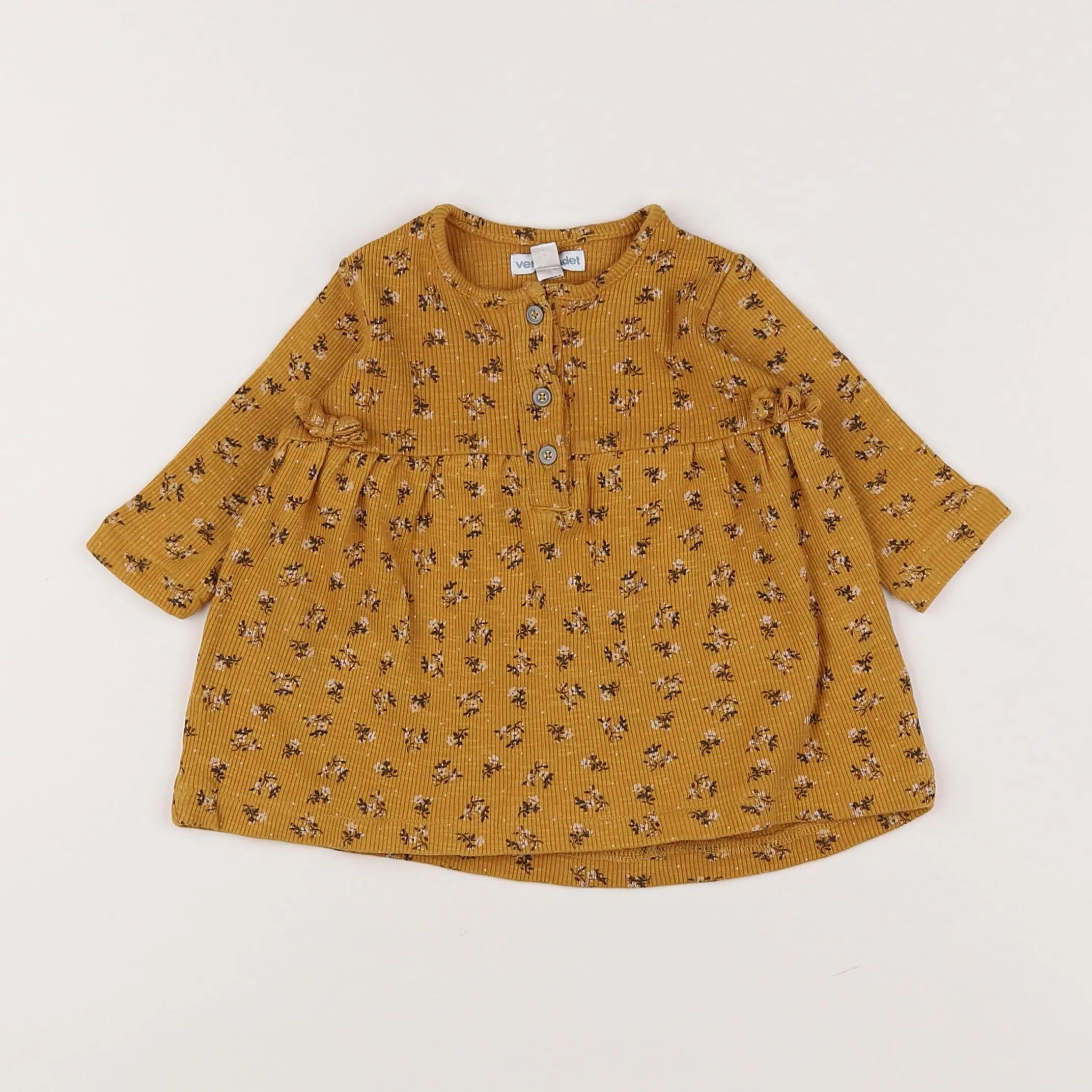 Vertbaudet - robe orange, marron - 6 mois