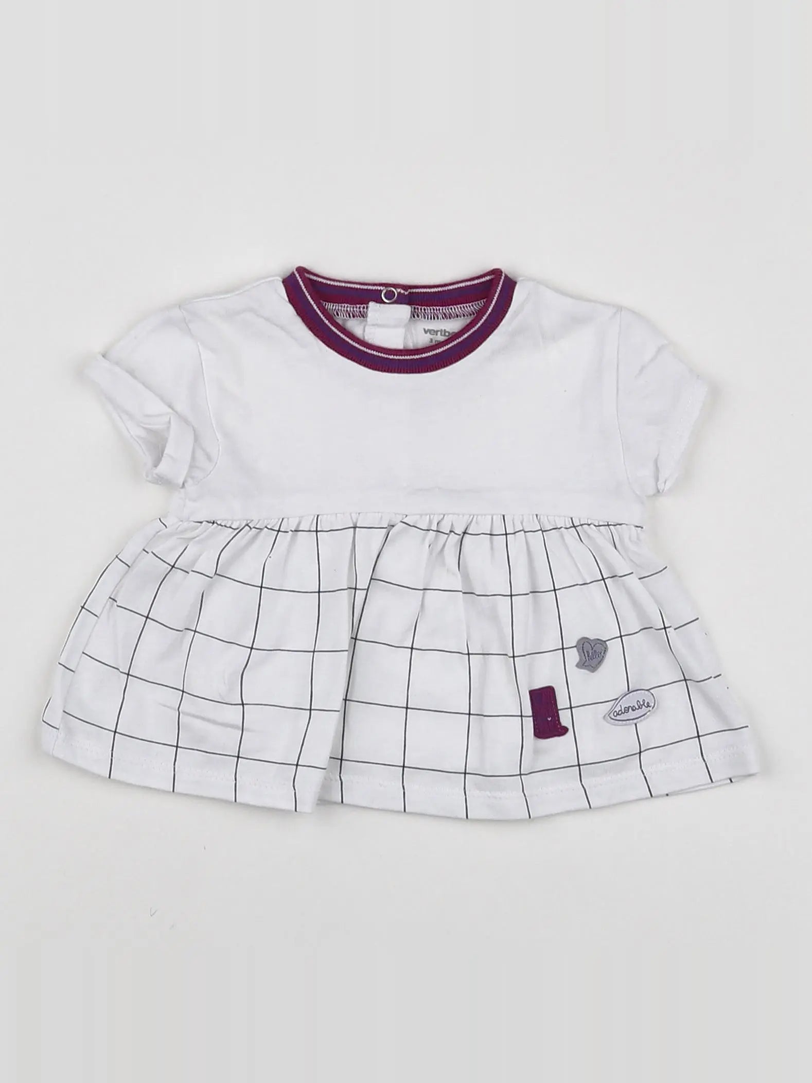 Vertbaudet - tee-shirt blanc - 3 mois