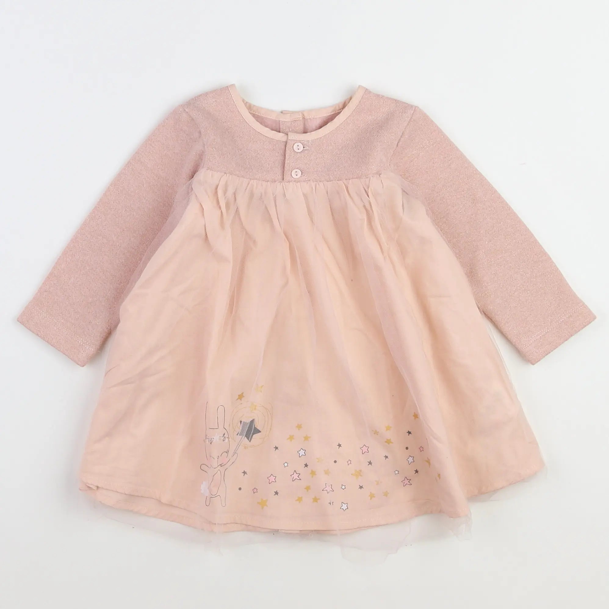 Vertbaudet - robe rose, or - 12 mois