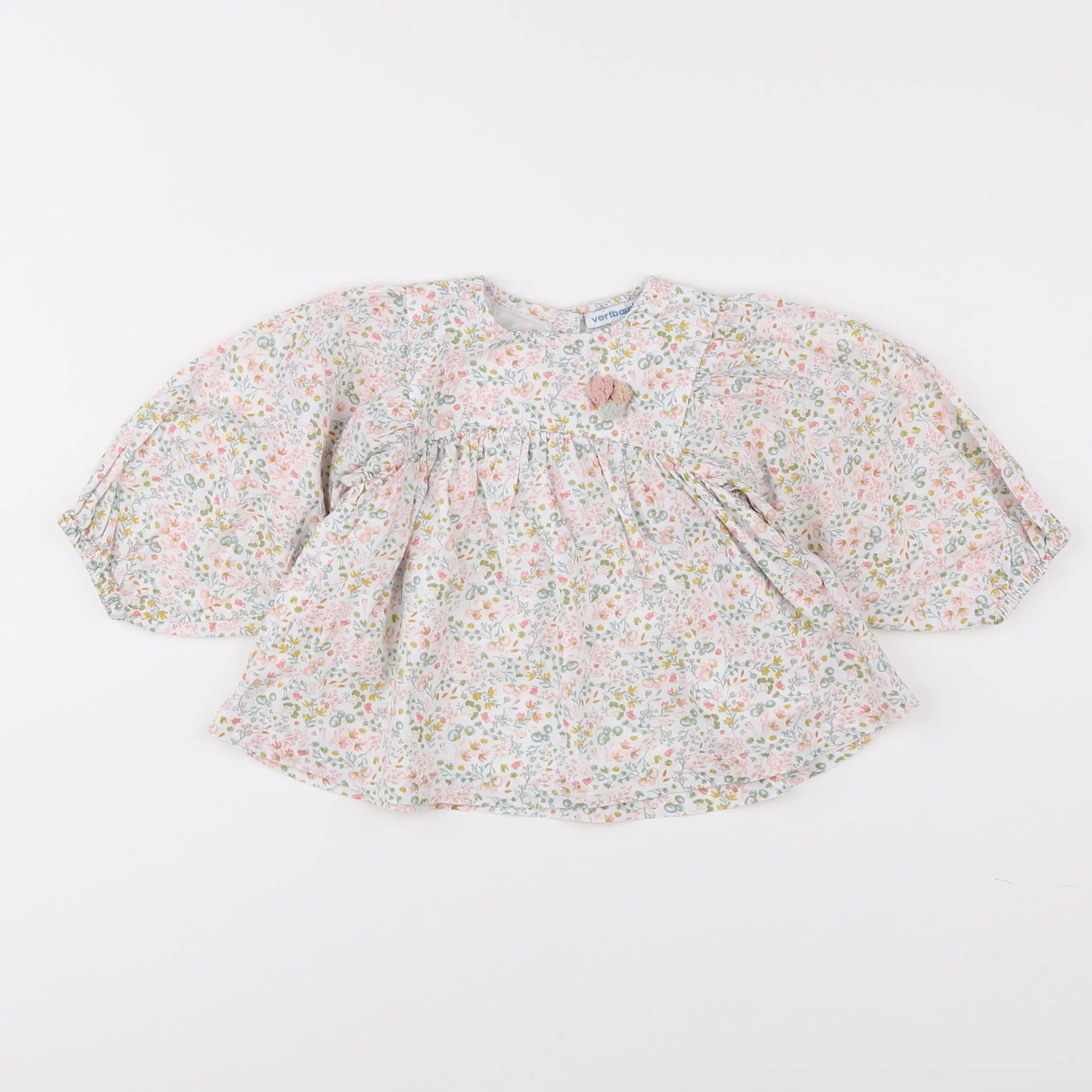 Vertbaudet - blouse blanc, rose - 12 mois