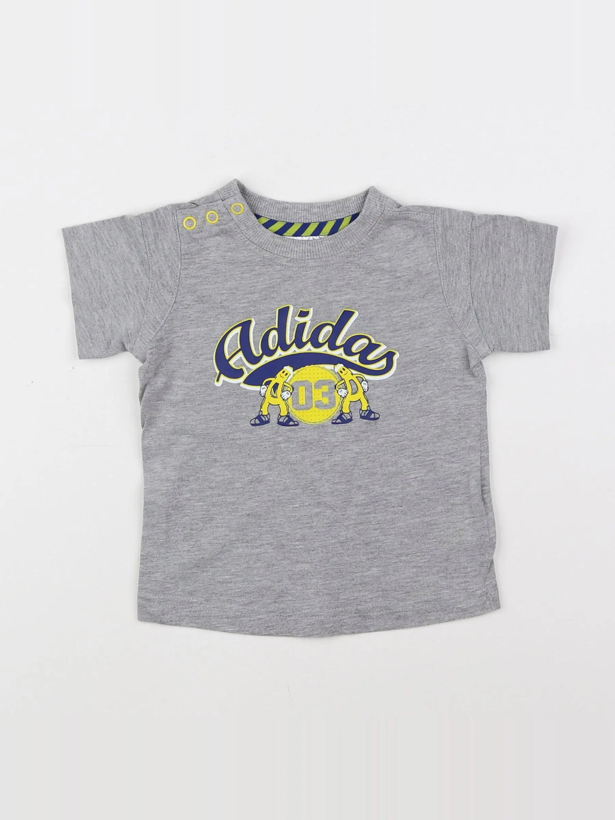 Adidas - tee-shirt gris, jaune - 3/6 mois