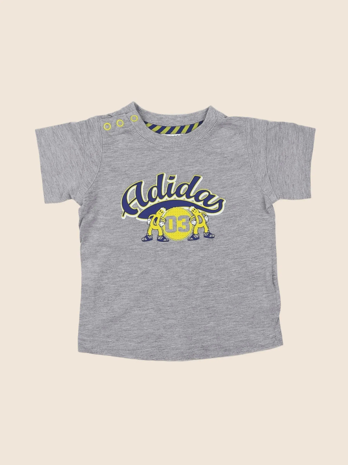 Adidas - tee-shirt gris, jaune - 3/6 mois