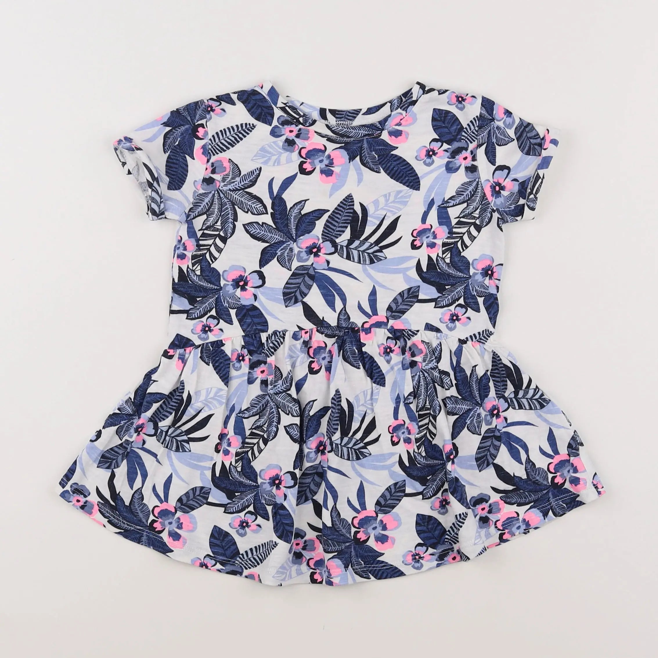 Vertbaudet - robe blanc, bleu - 2 ans