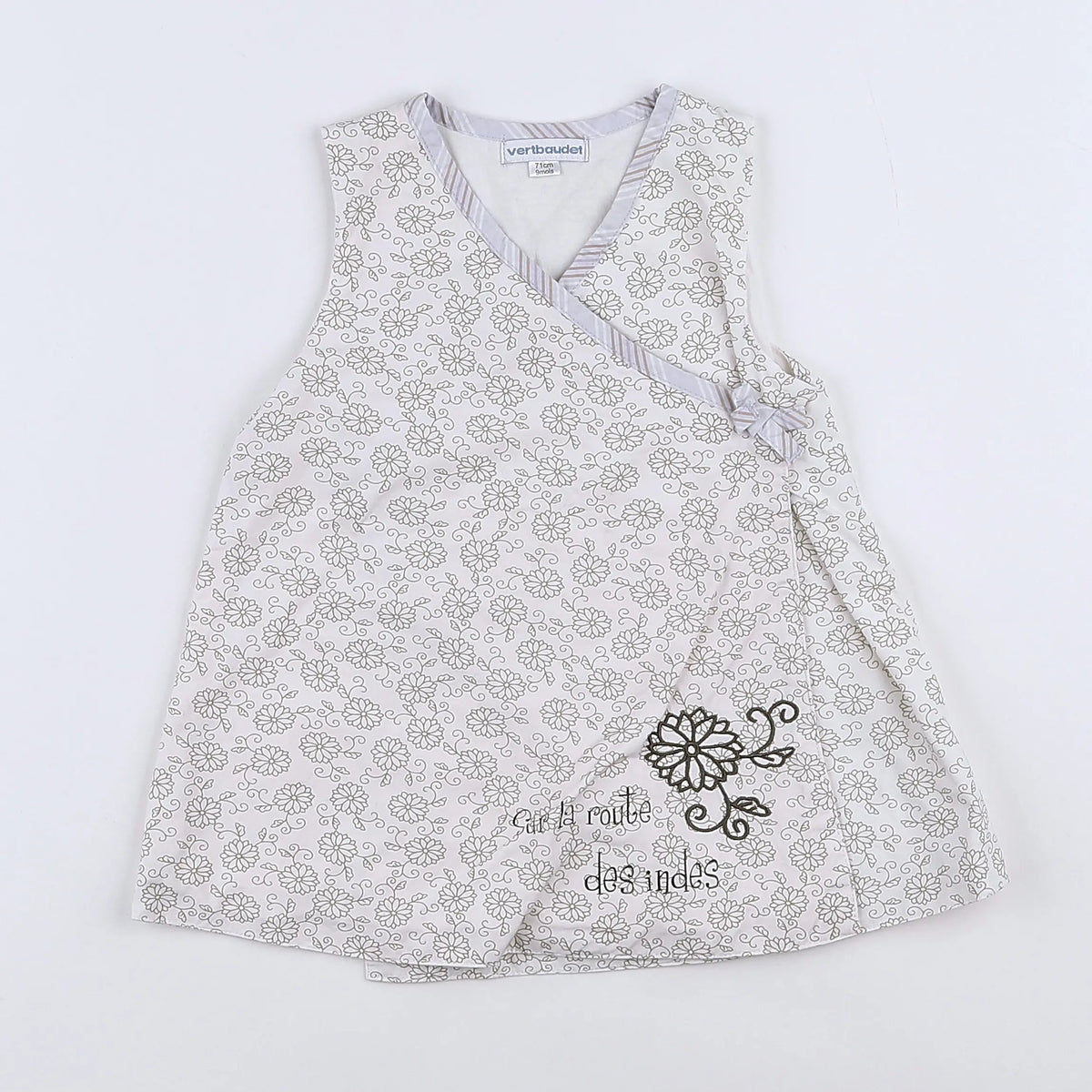 Vertbaudet - robe blanc, gris - 9 mois