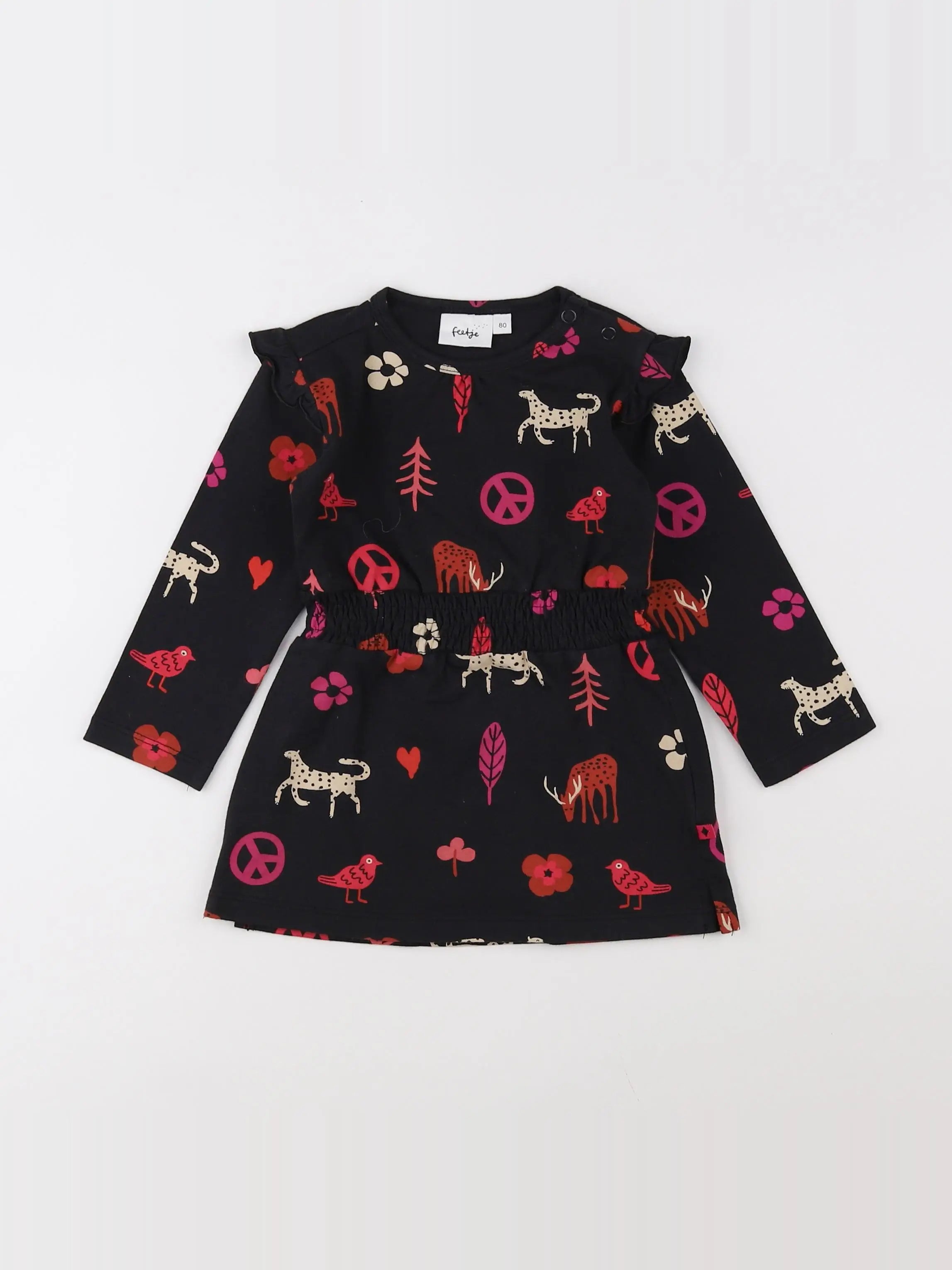 Feetje - robe noir, multicolore - 12 mois