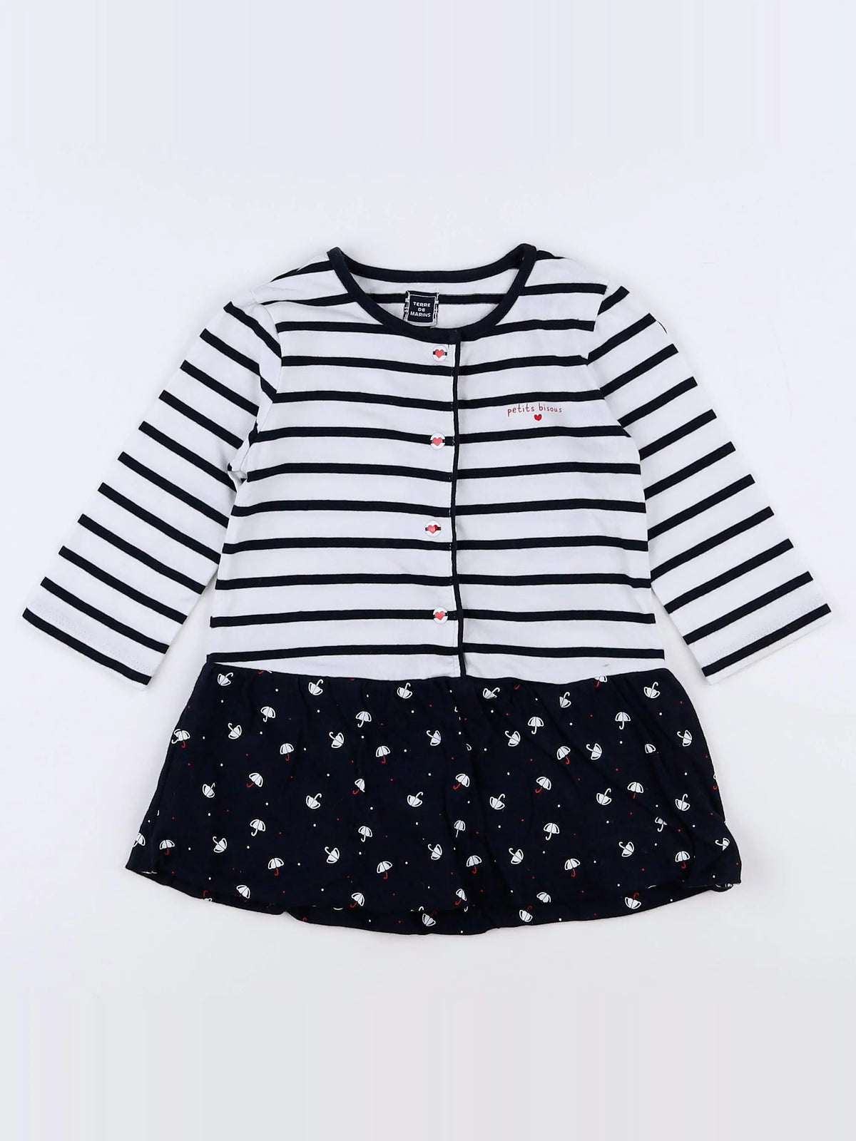 Terre de marins - robe blanc, bleu - 12 mois