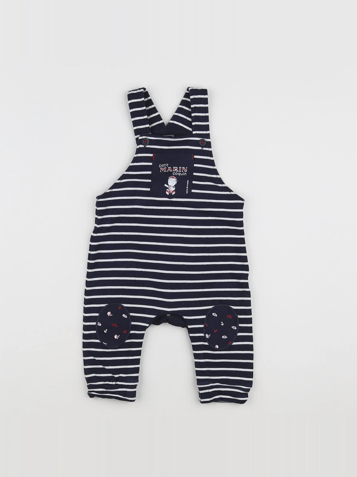 Terre de marins - salopette doublé bleu, blanc - 6 mois