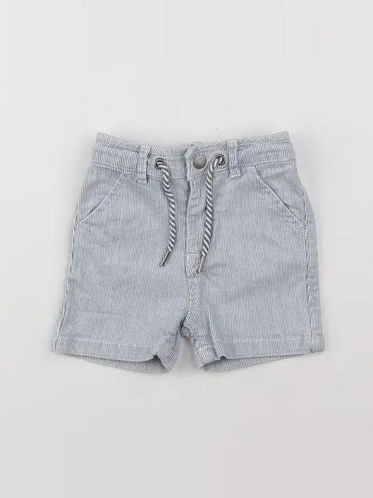Cyrillus - short blanc, bleu - 9 mois