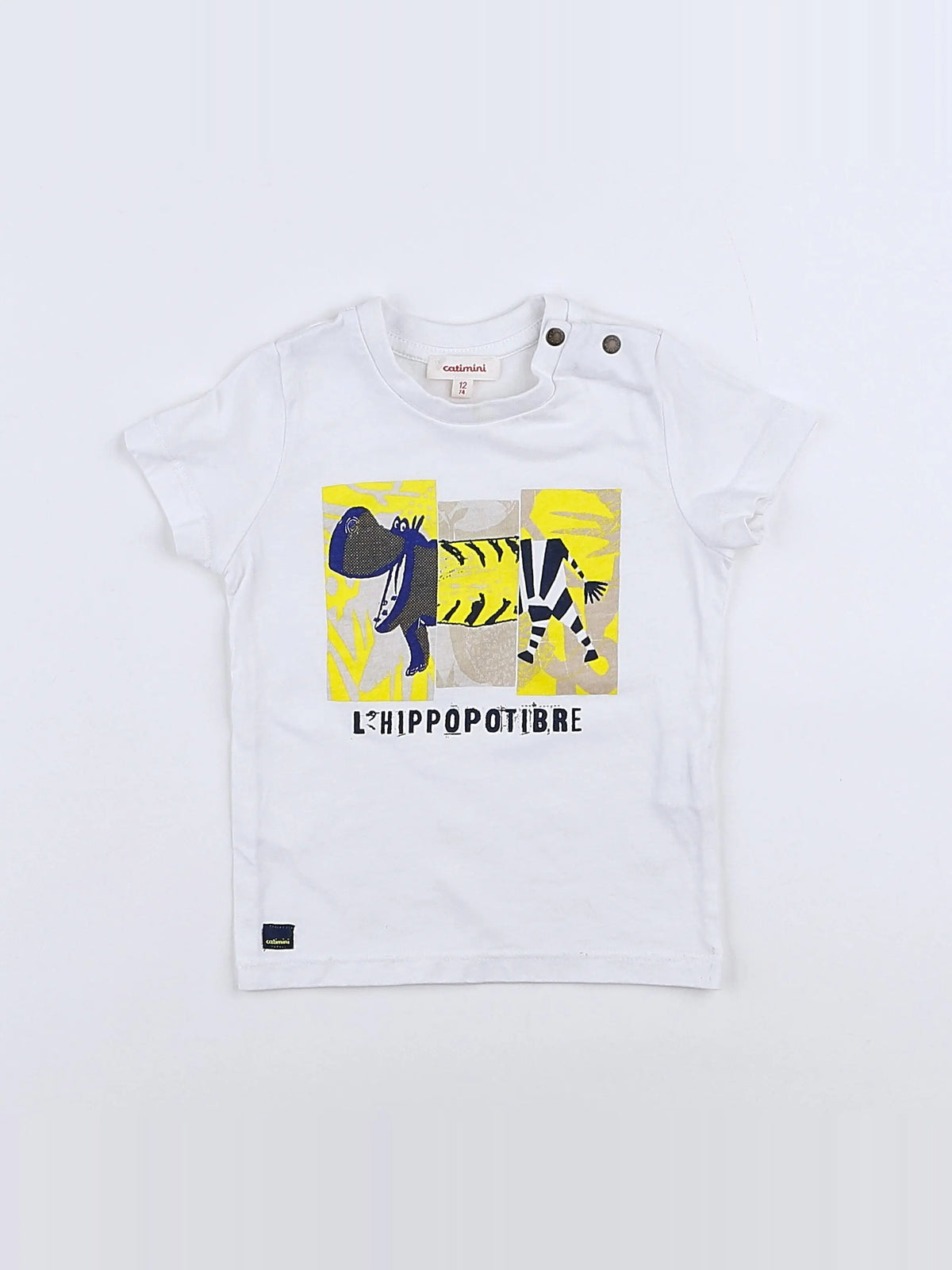Catimini - tee-shirt blanc, jaune - 12 mois