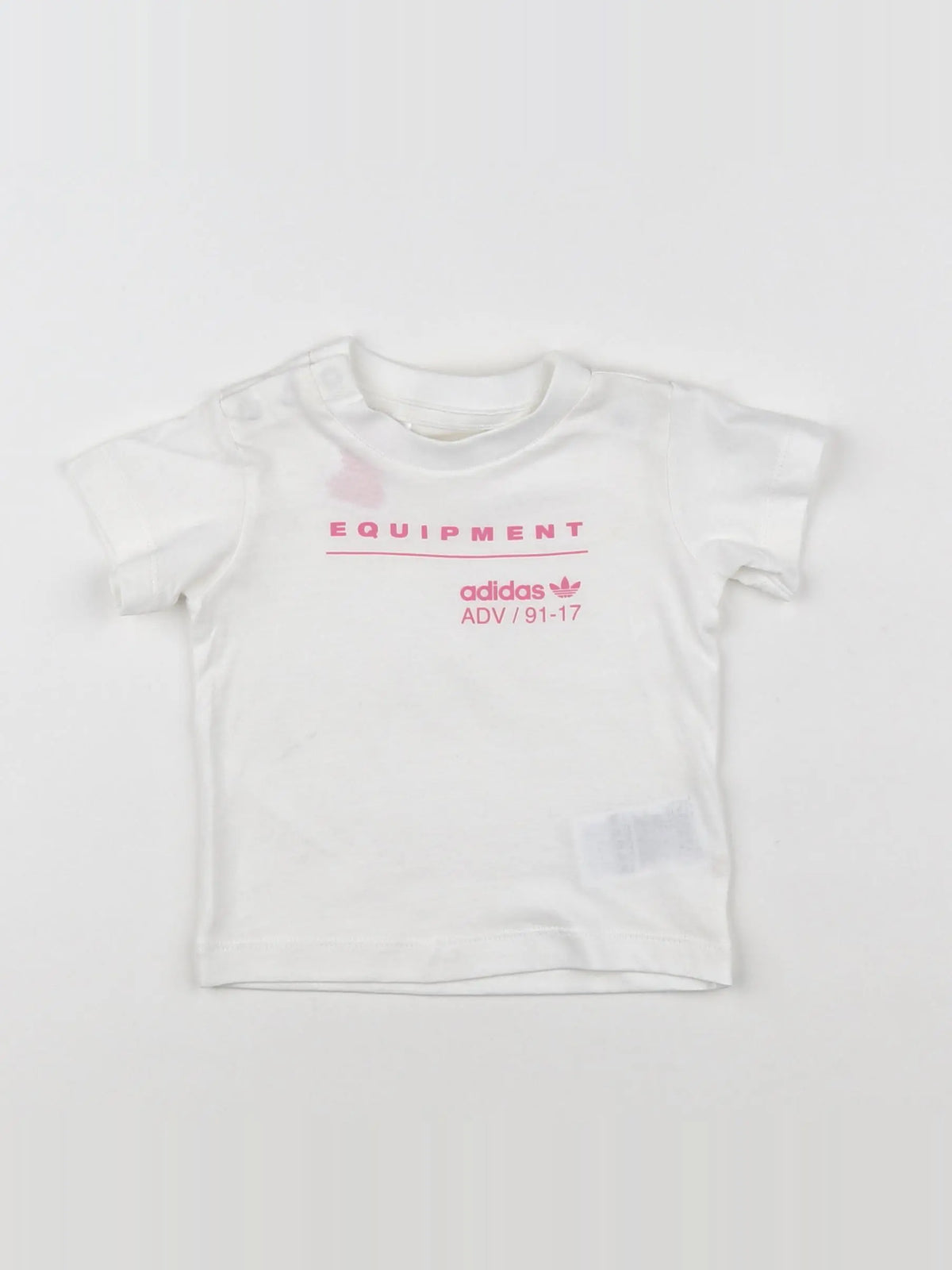 Adidas - tee-shirt blanc, rose - 3/6 mois