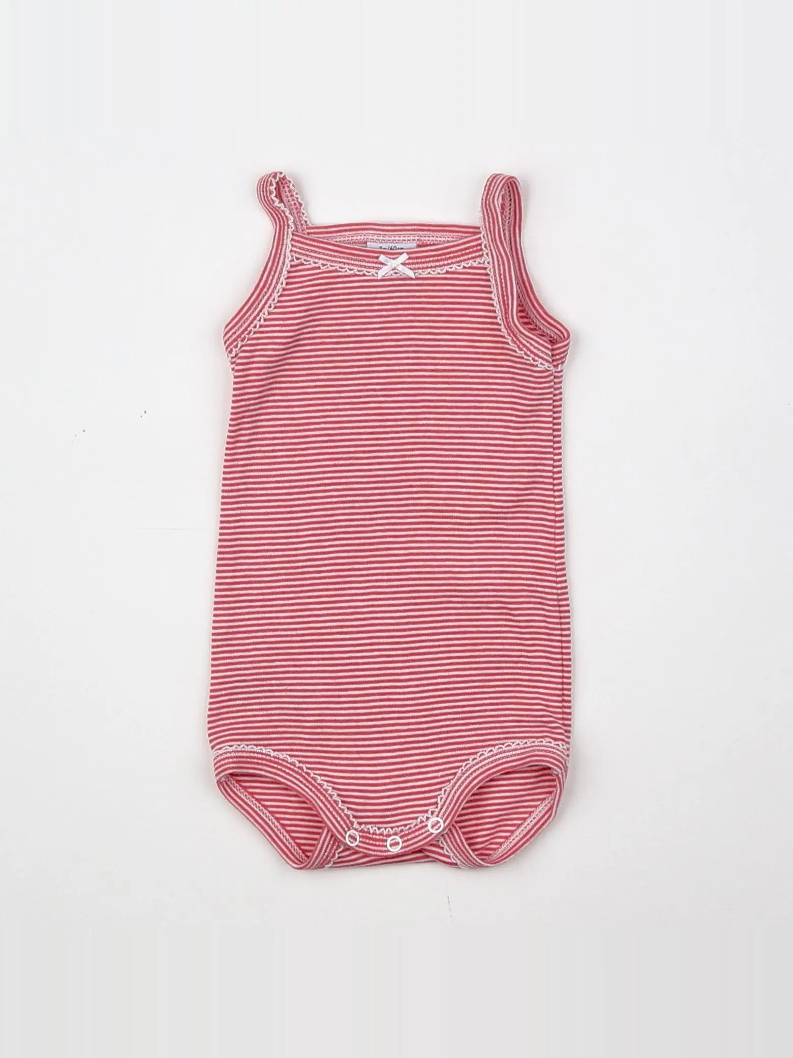 Petit Bateau - body blanc, rose - 3 mois
