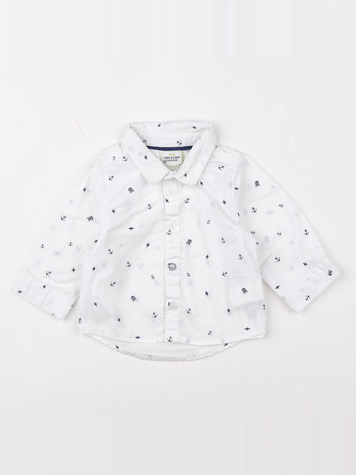 Tape à l'oeil - chemise blanc, bleu - 3 mois