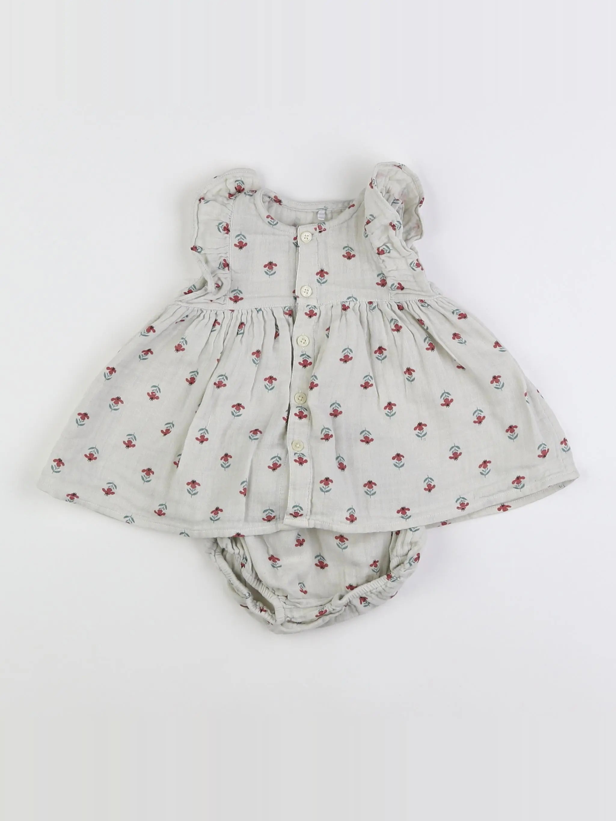 Petit Bateau - robe gris - 3 mois