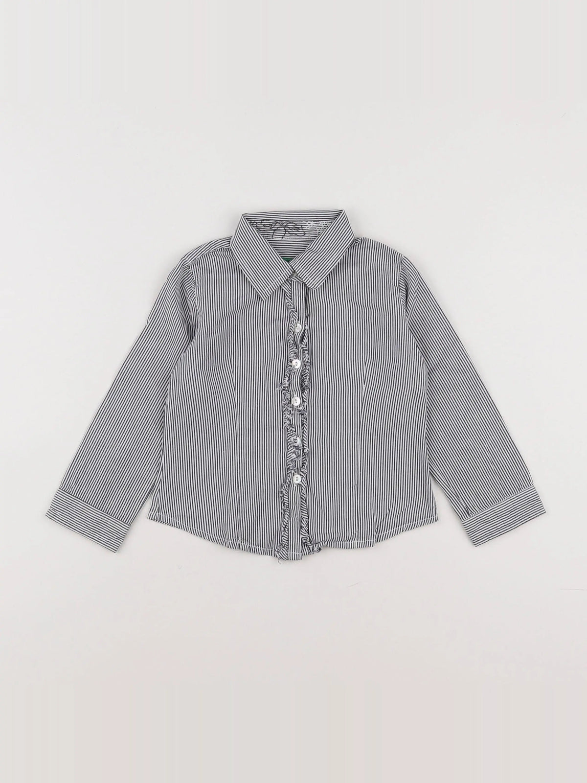 Benetton - chemise bleu, blanc - 2 ans
