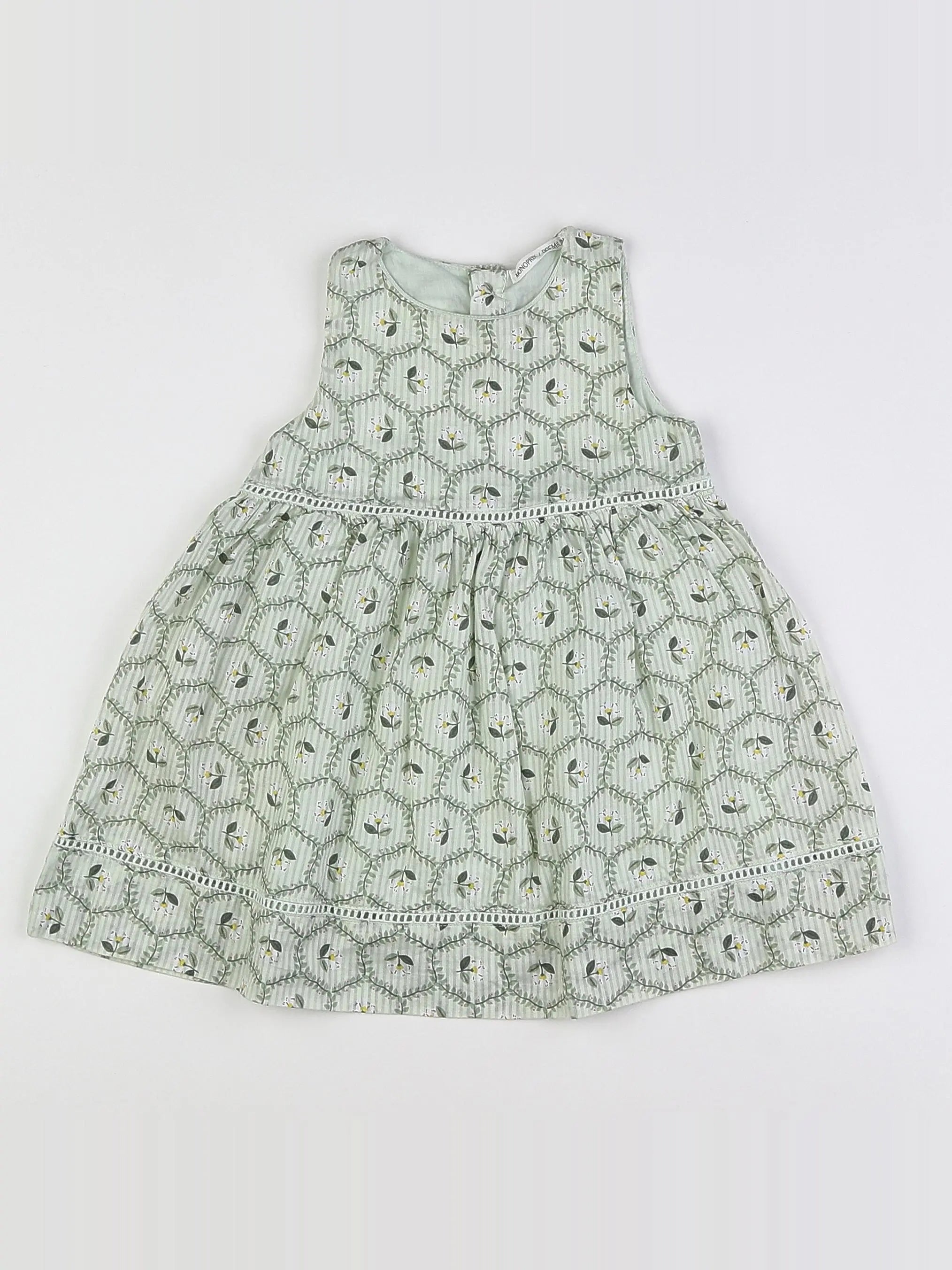 Monoprix - robe vert - 12 mois