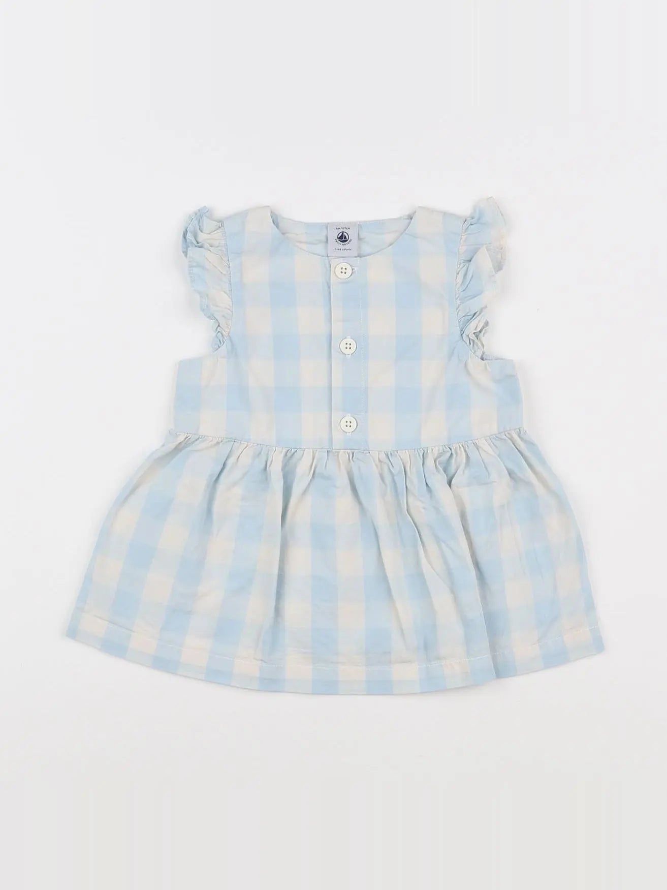 Petit Bateau - robe bleu, blanc - 6 mois