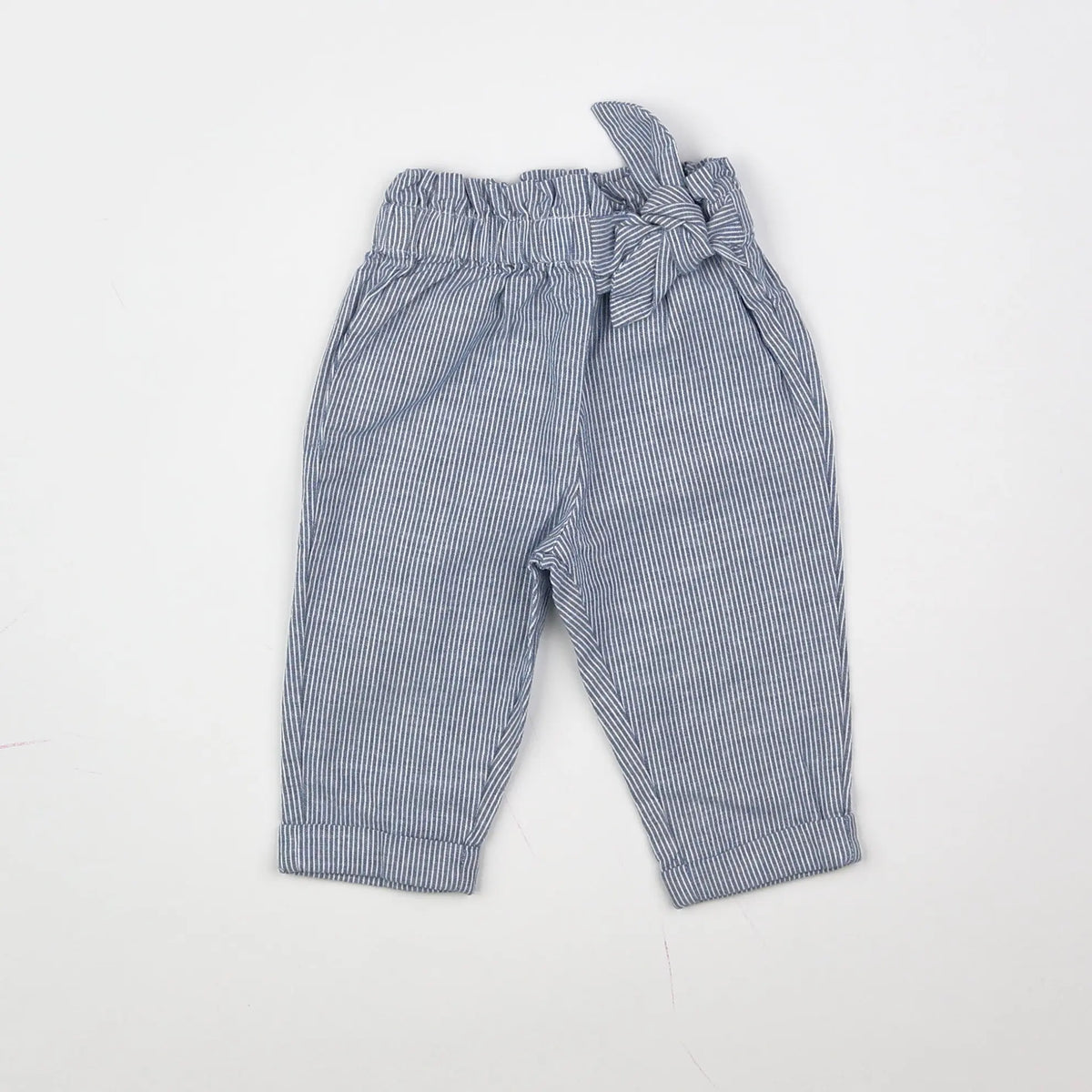 Vertbaudet - pantalon blanc, bleu - 6 mois
