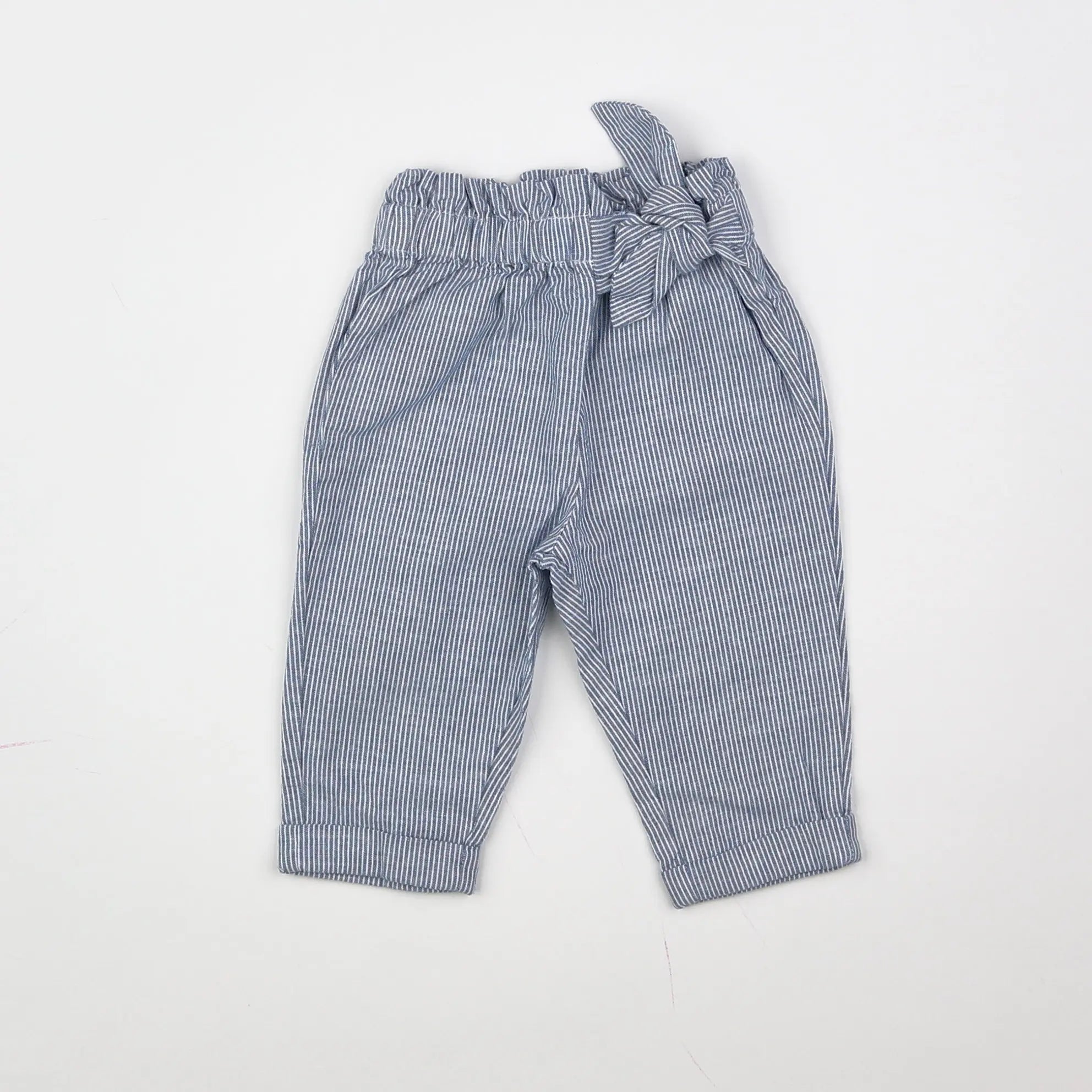 Vertbaudet - pantalon blanc, bleu - 6 mois